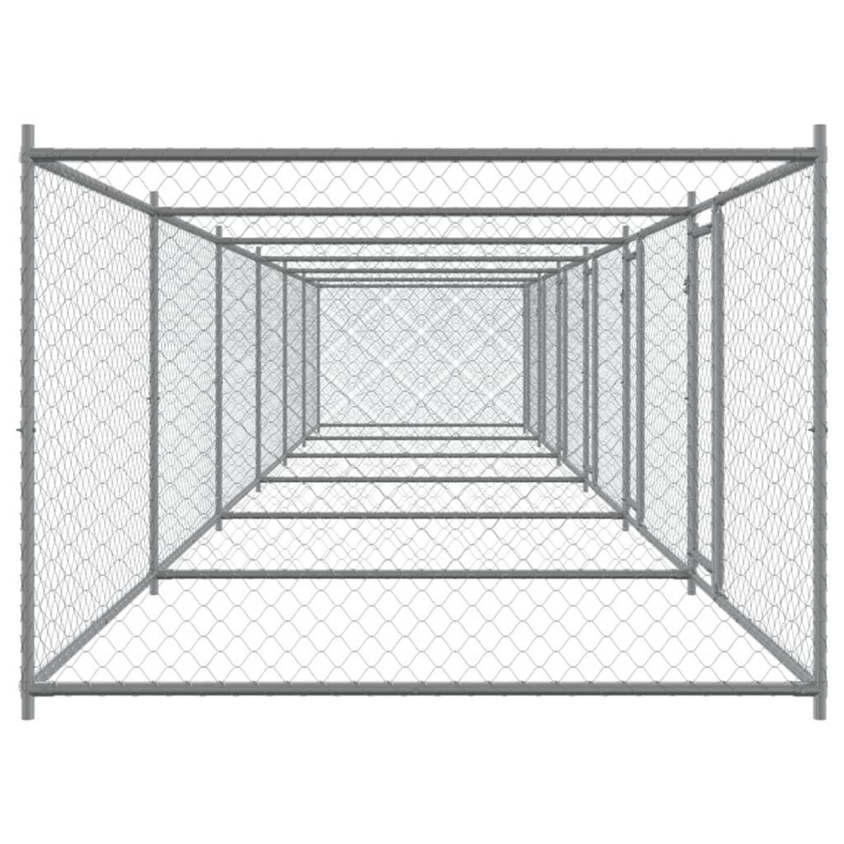 VIDAXL Cage pour chien avec portes gris 12x2x1,5 m acier galvanise
