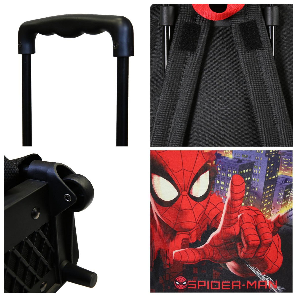 Bagtrotter Bagtrotter - Spiderman - Sac à Dos Scolaire à Roulettes  - Noir - 1 Compartiment Zippé - Bretelles Matelassées - 25x12x32cm - Matière Polyester - Sac à Dos Scolaire Maternelle