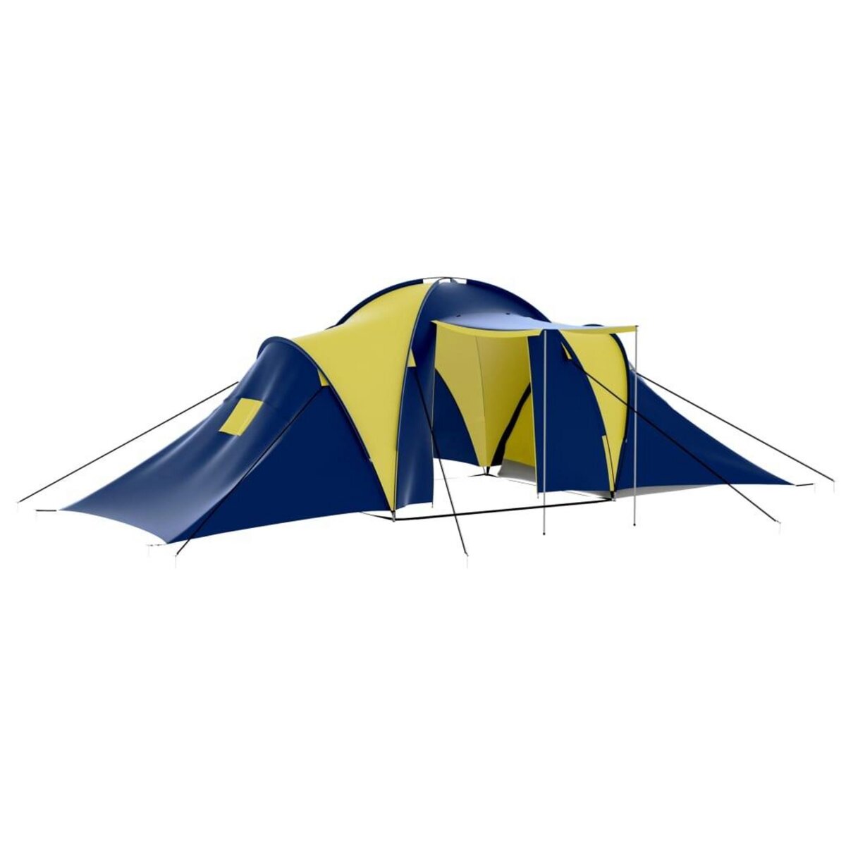 VIDAXL Tente de camping tissu 9 personnes bleu et jaune