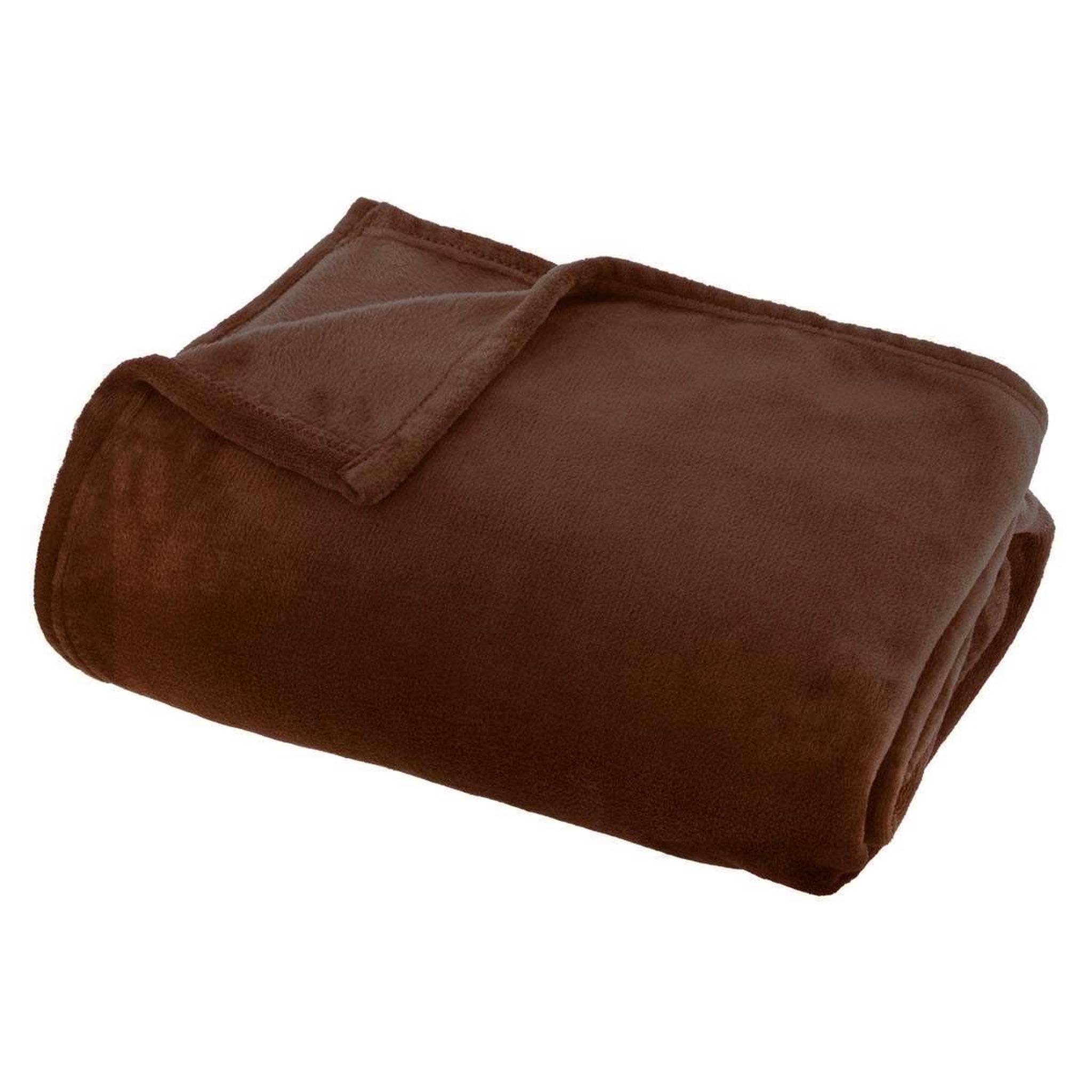 ATMOSPHERA Plaid en flanelle uni  ollis  130x180cm marron tonka