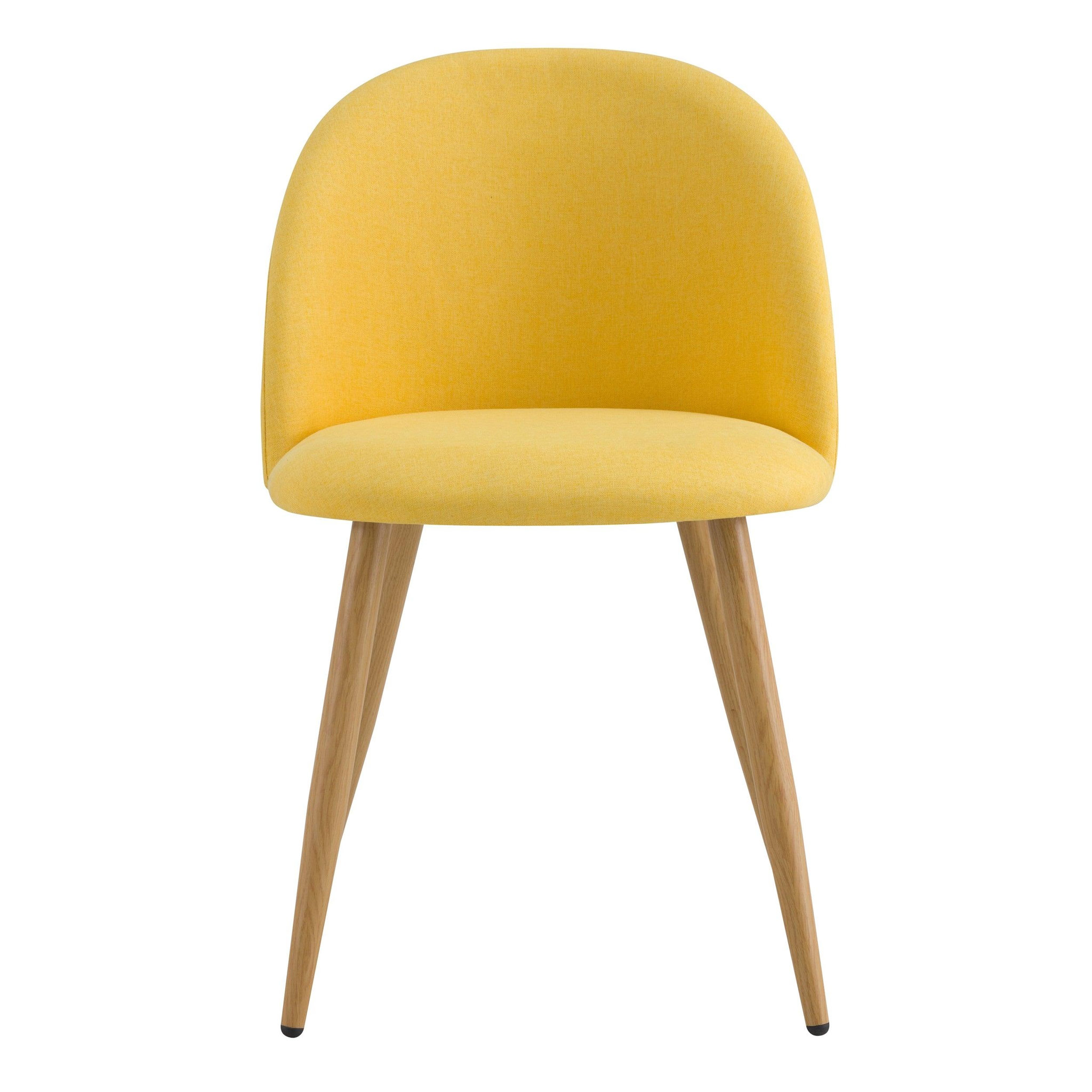 Voir la diapositive 6 : MAISON PAVANE Lot de 2 chaises en tissu jaune et pieds en métal-cozy