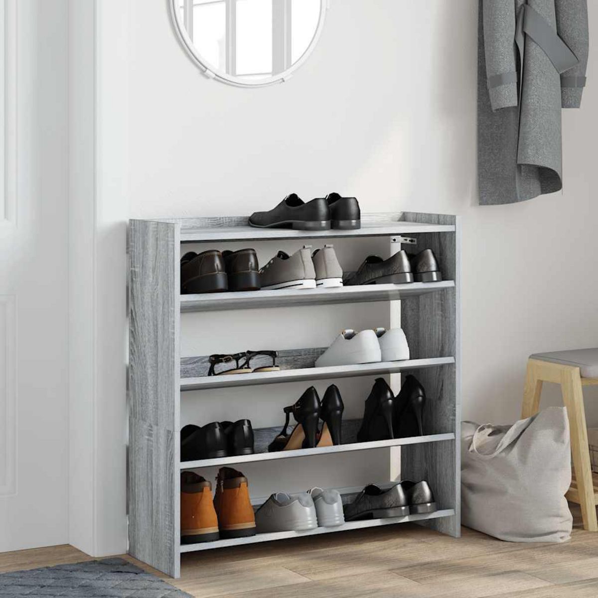 VIDAXL Etagere a chaussures sonoma gris 80x25x81 cm bois d'ingenierie