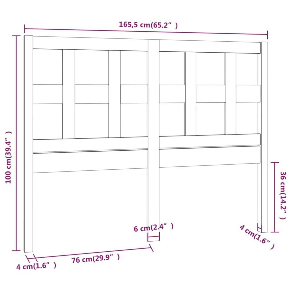 VIDAXL Tete de lit Blanc 165,5x4x100 cm Bois massif de pin