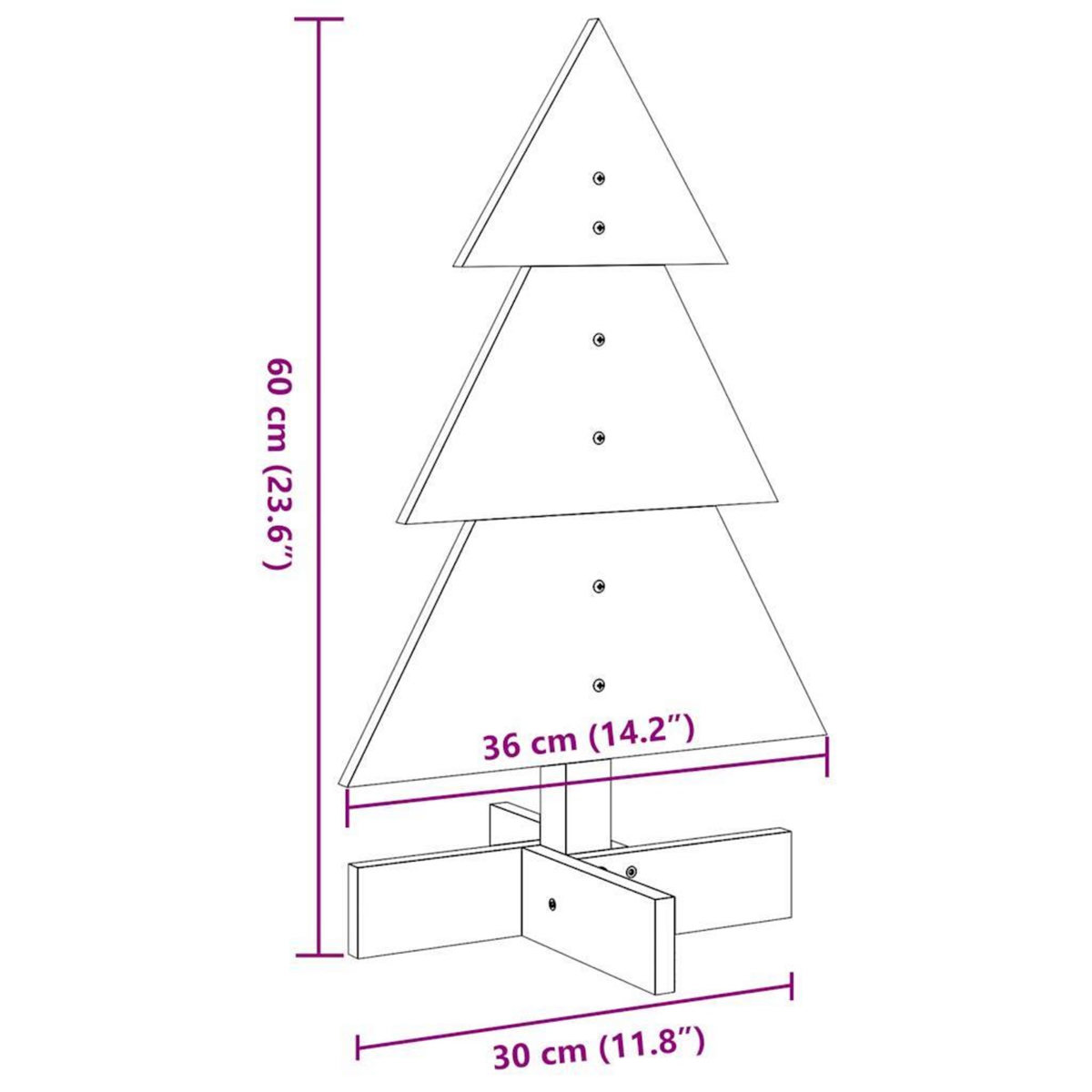VIDAXL Arbre de Noël en bois pour decoration 60 cm bois de pin massif