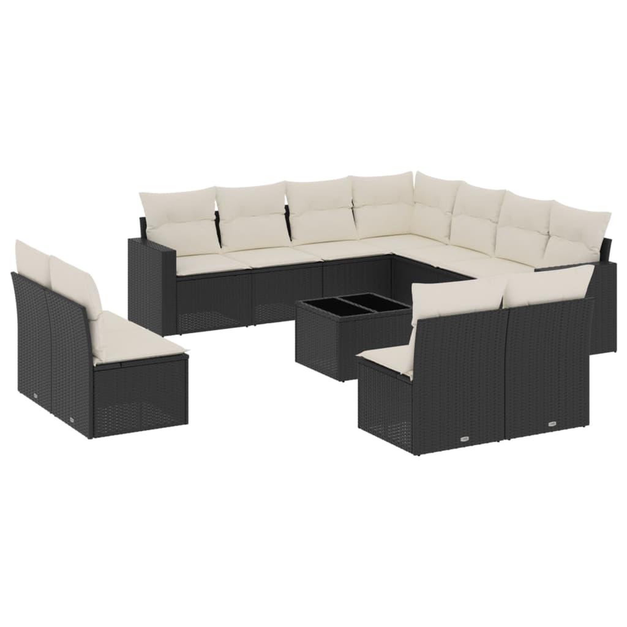 Voir la diapositive 2 : VIDAXL Salon de jardin 12 pcs avec coussins noir resine tressee