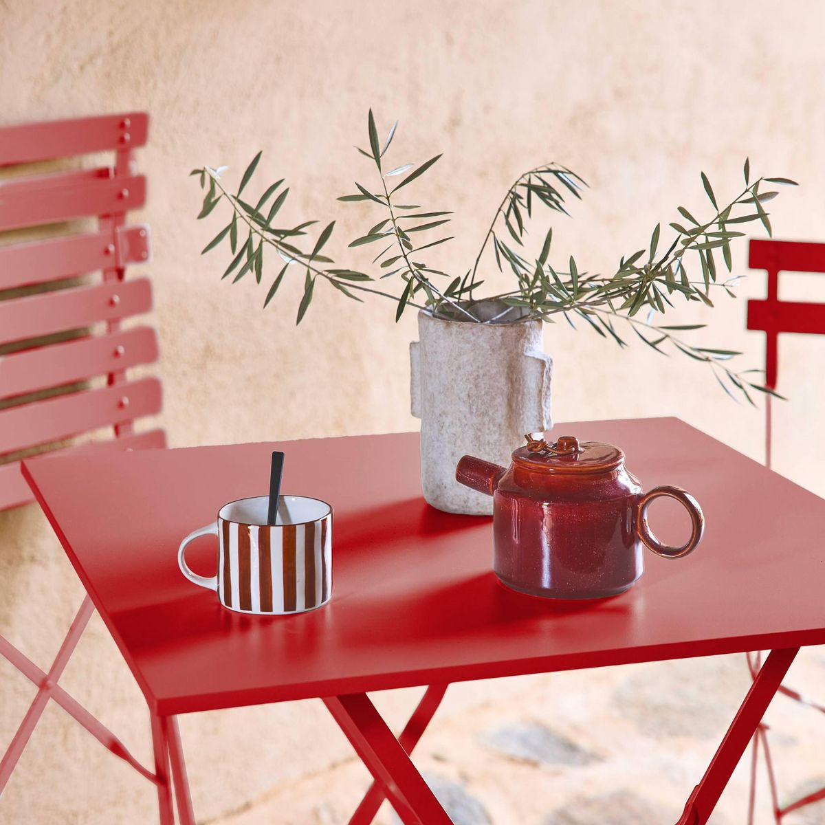 SWEEEK Table jardin bistrot pliable - Emilia carrée - Table carrée 70x70cm en acier thermolaqué