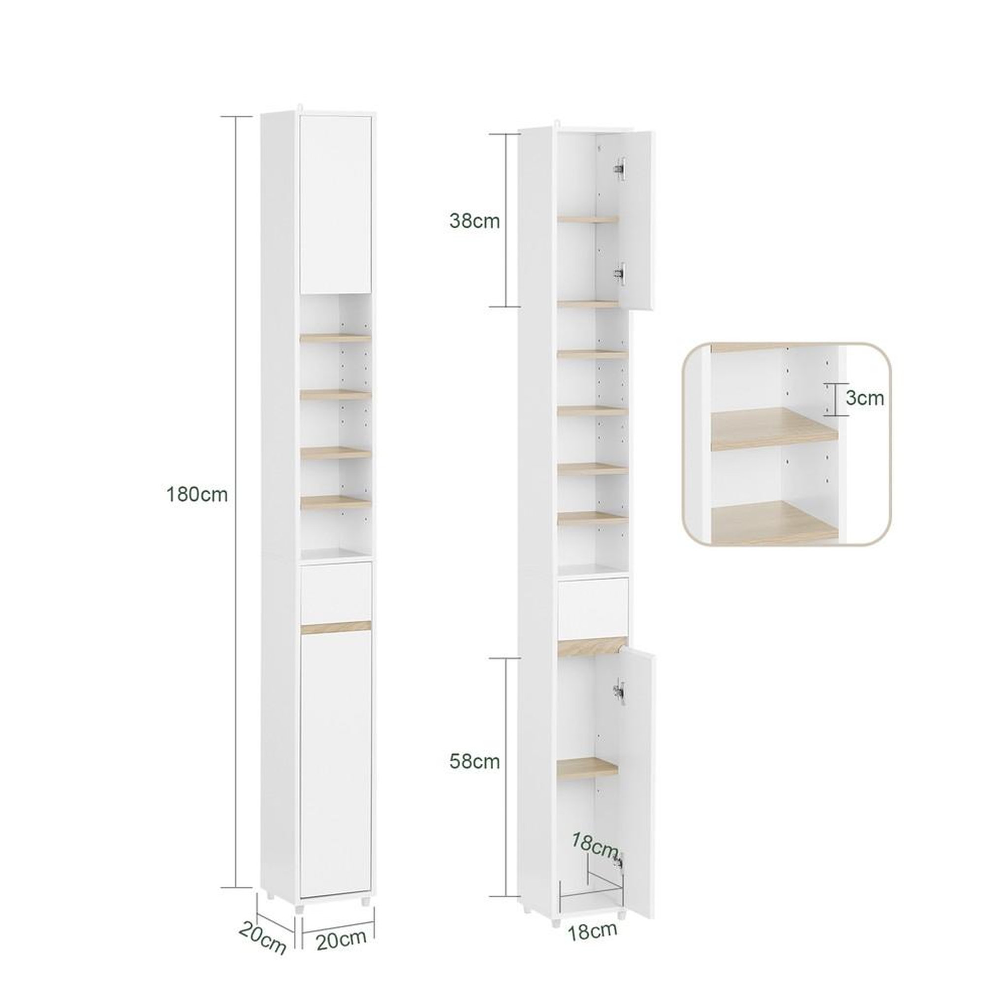 Voir la diapositive 3 : SOBUY SoBuy - Colonne De Salle De Bain à un tiroir - Moderne - BZR34