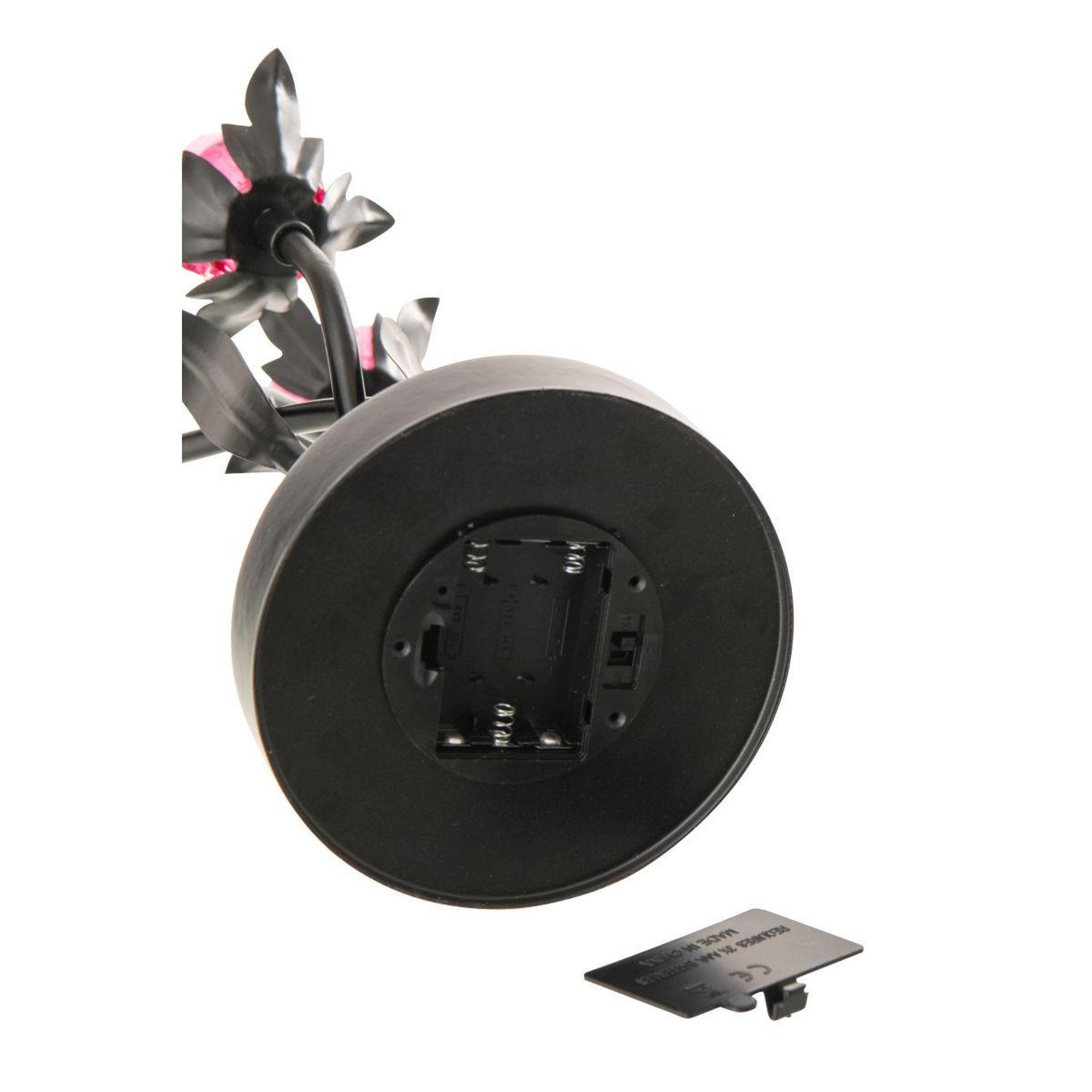 Voir la diapositive 3 : J-LINE Lampe à poser à led  fleur  36cm noir & rose