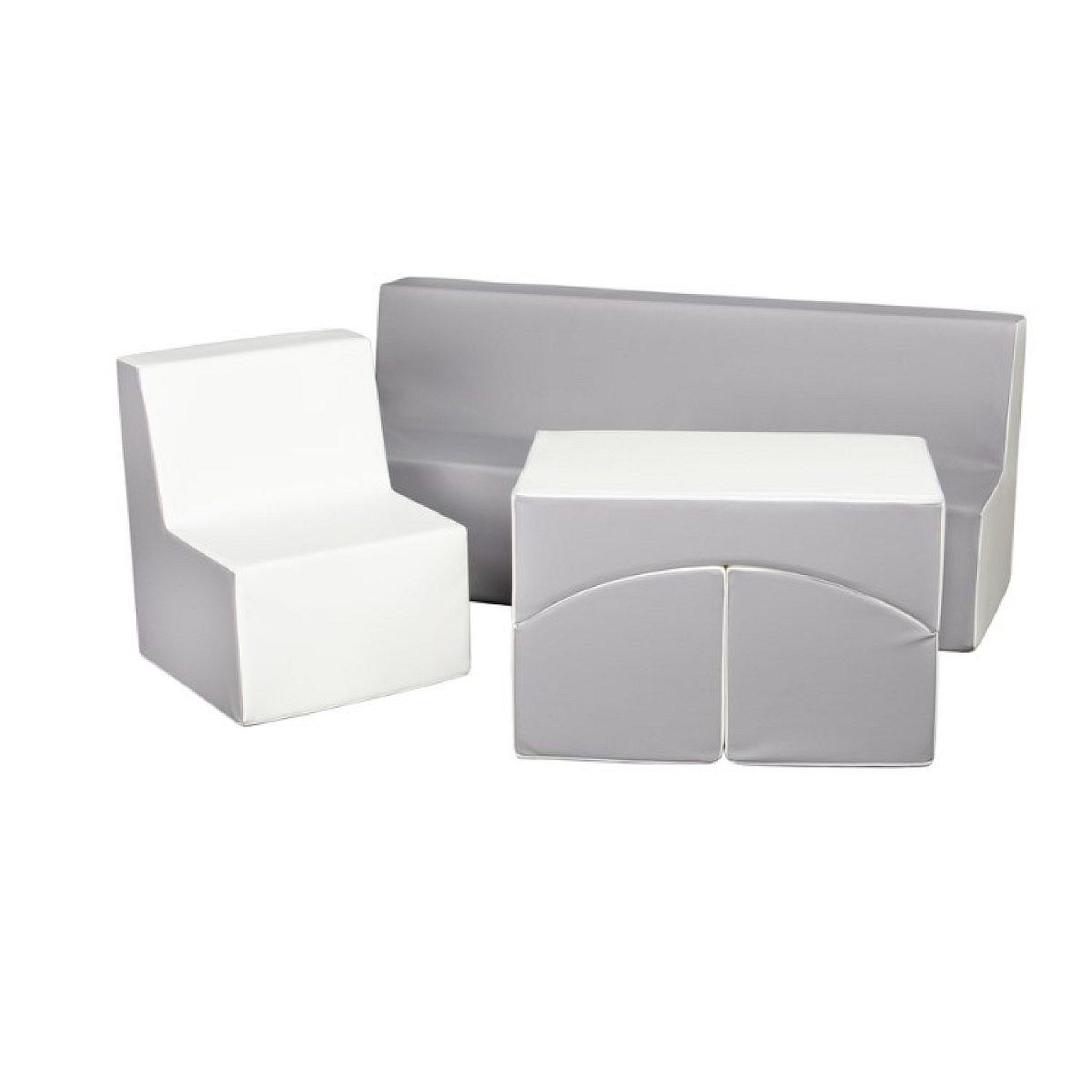 VELINDA Ensemble de meubles en mousse : chaise canapé et fauteuil blanc gris
