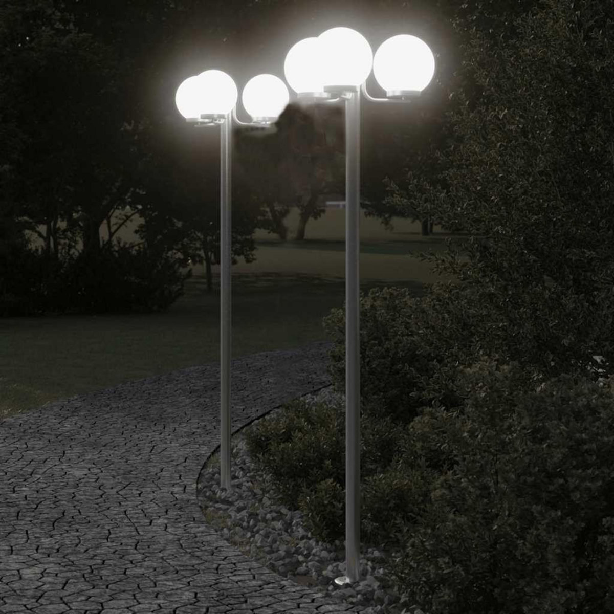 VIDAXL Lampadaires d'exterieur 2 pcs argente 215 cm acier inoxydable