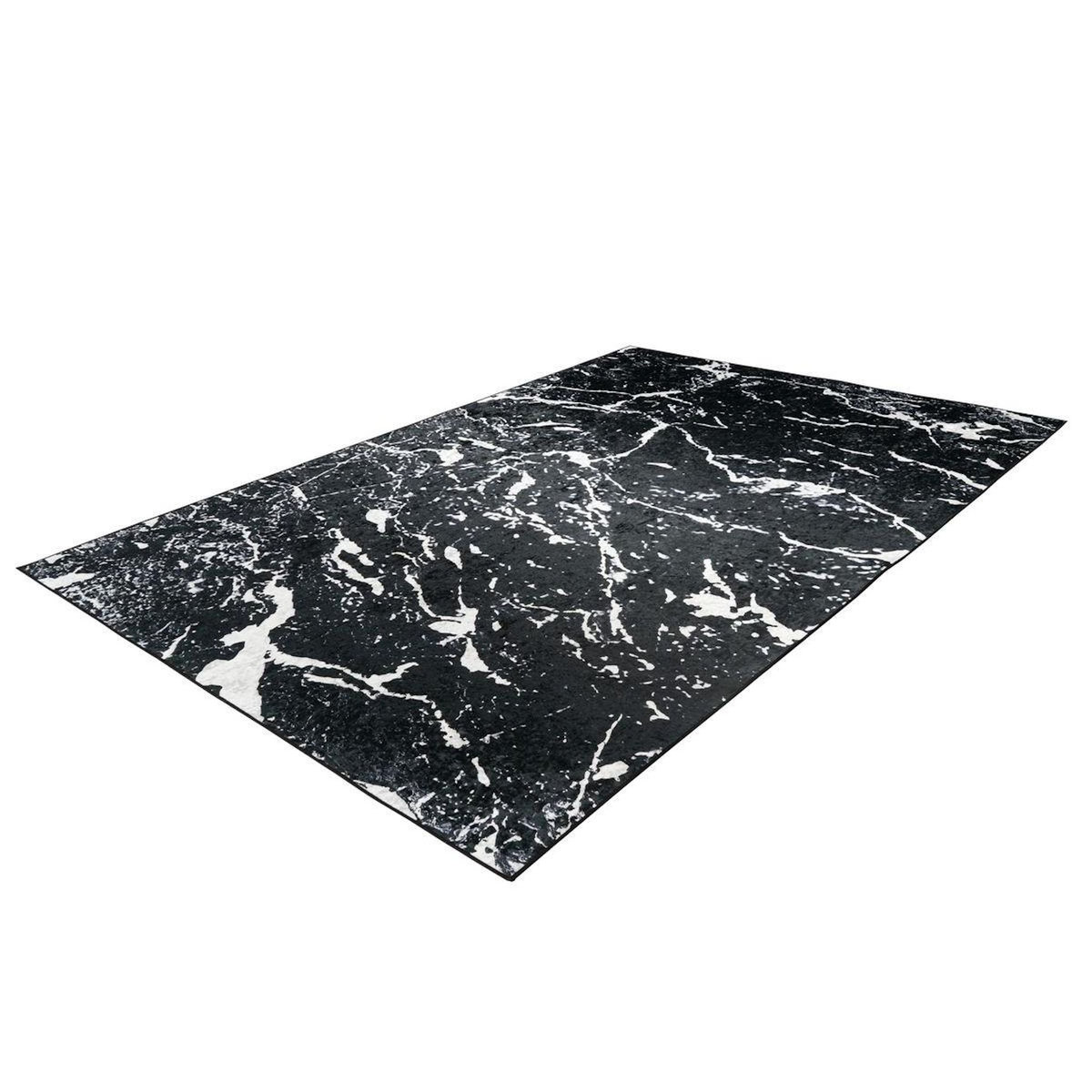 Paris Prix Tapis Antidérapant à Poils Plats  Rhodin  Noir & Blanc