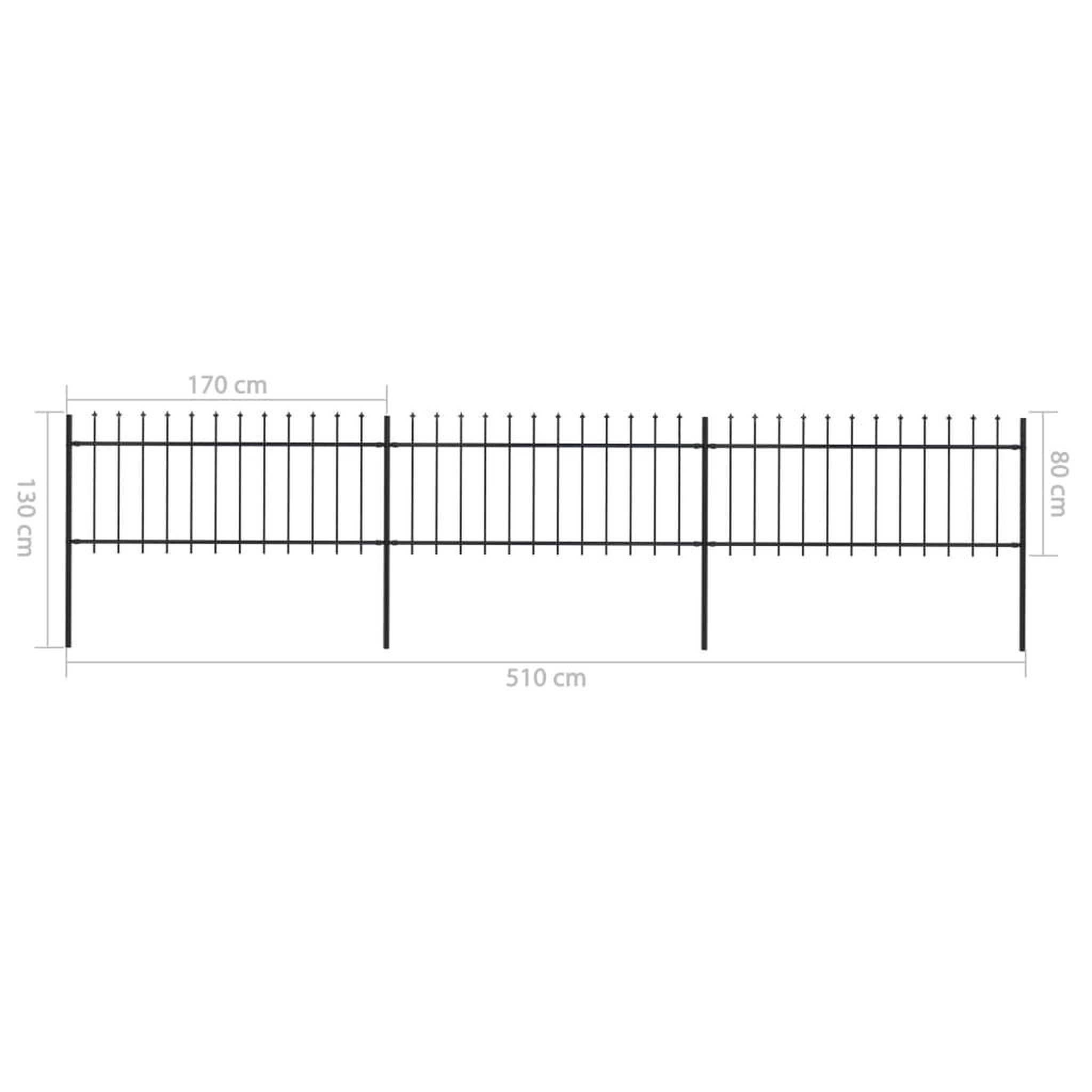 Voir la diapositive 6 : VIDAXL Cloture de jardin avec dessus en lance Acier 5,1 x 0,8 m Noir