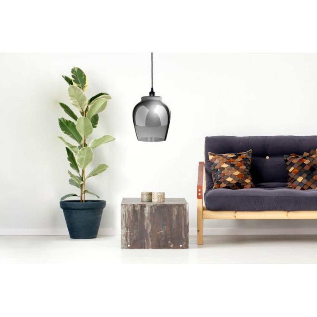 Paris Prix Lampe Suspension en Verre  Sombra  29cm Noir