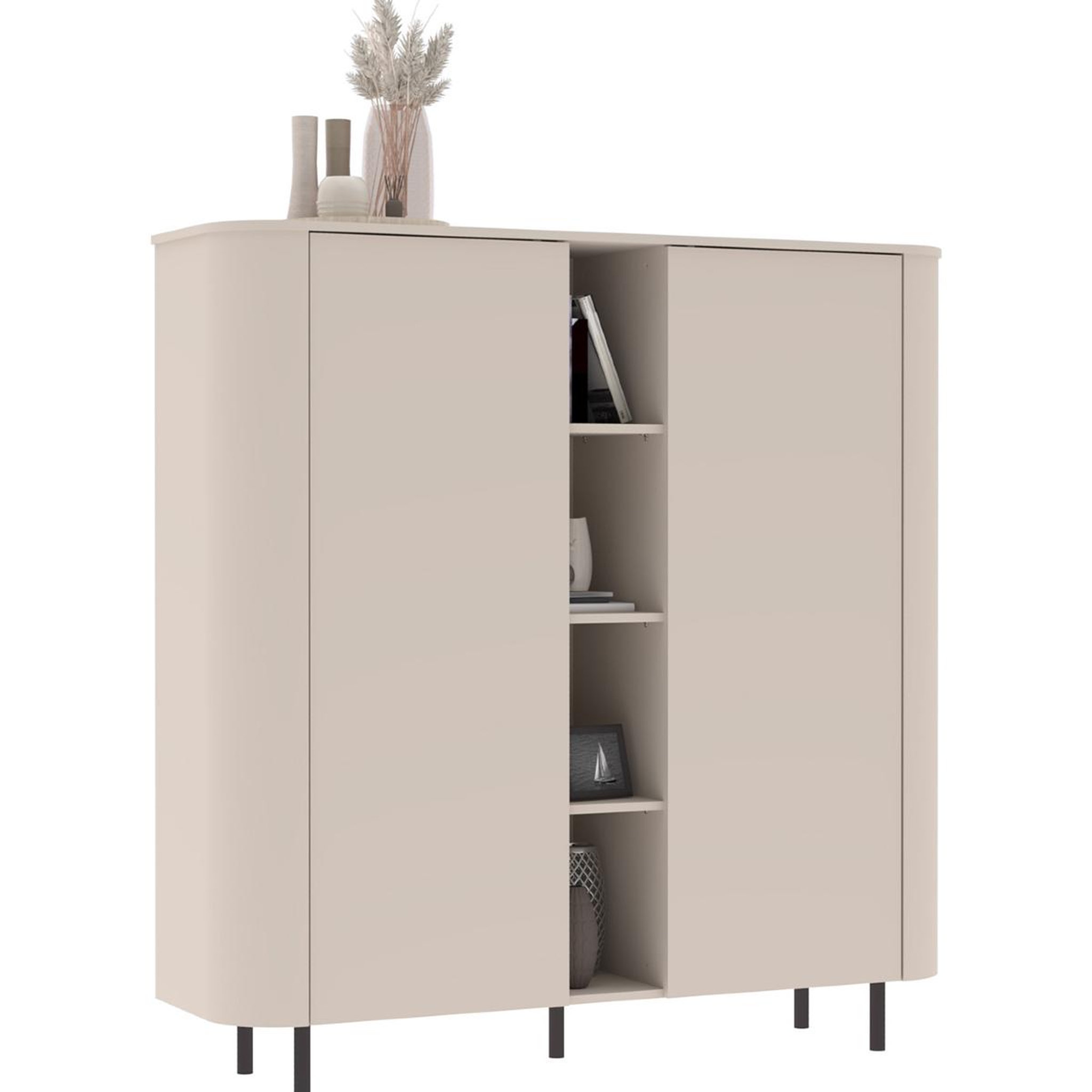 JLC KREATION Buffet haut moderne 2 portes beige cachemire olga