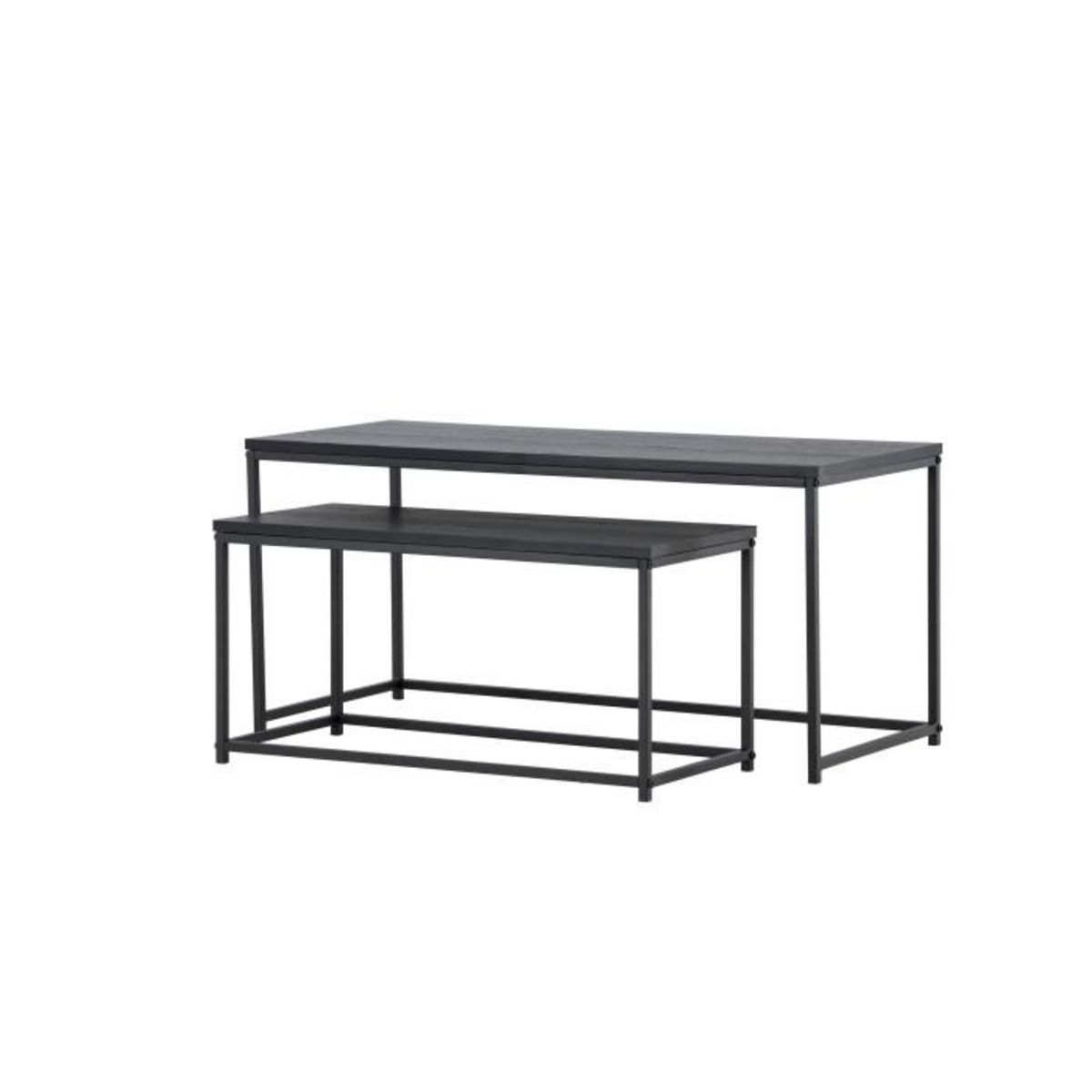 Paris Prix Lot de 2 Tables Basses Gigognes  Mallan  100cm Noir