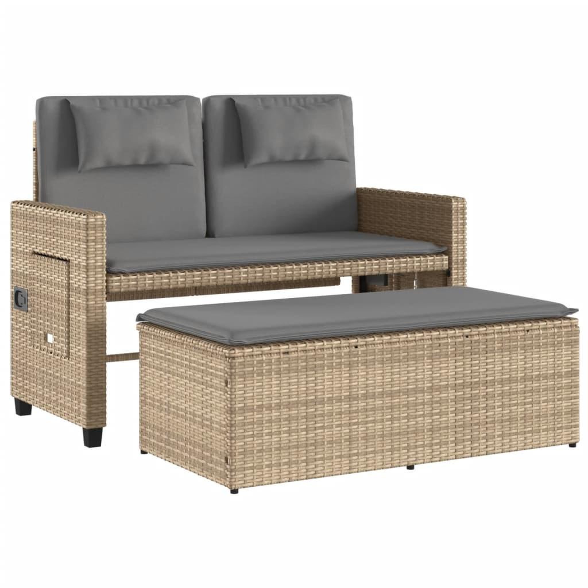Voir la diapositive 5 : VIDAXL Banc inclinable de jardin avec coussins beige resine tressee
