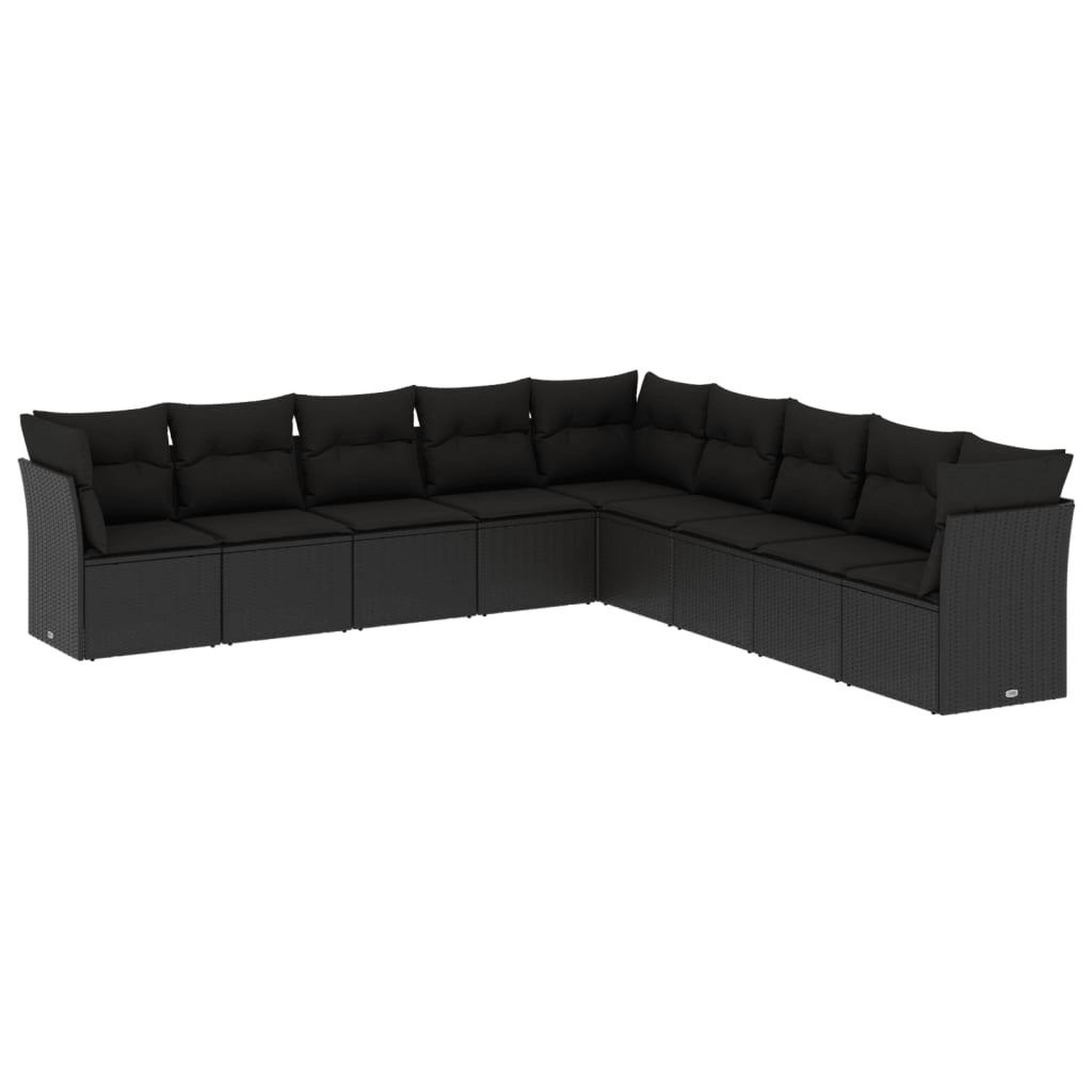 Voir la diapositive 2 : VIDAXL Salon de jardin 9 pcs avec coussins noir resine tressee