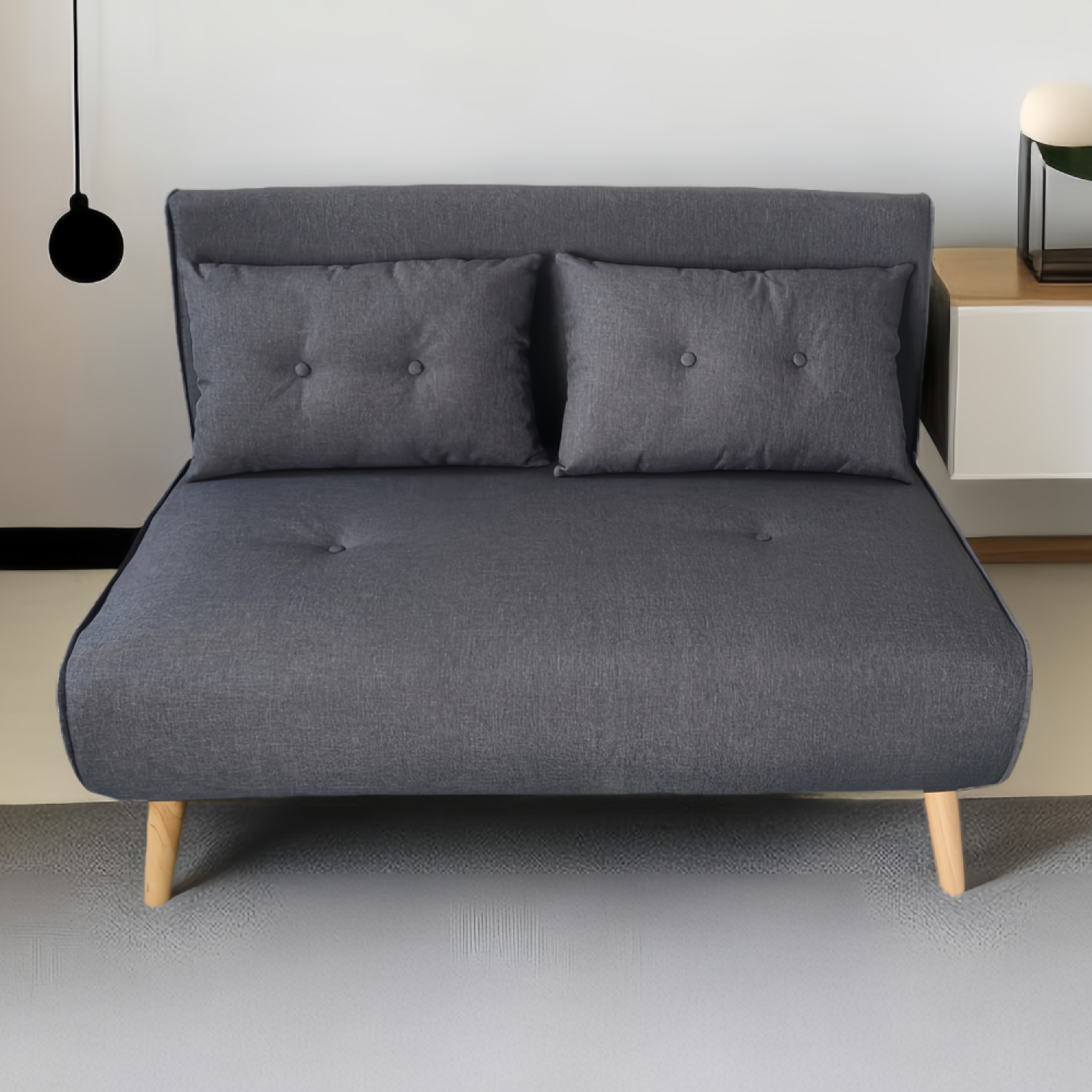 Voir la diapositive 2 : CONCEPT USINE Canapé convertible en tissu gris foncé 2 places doris