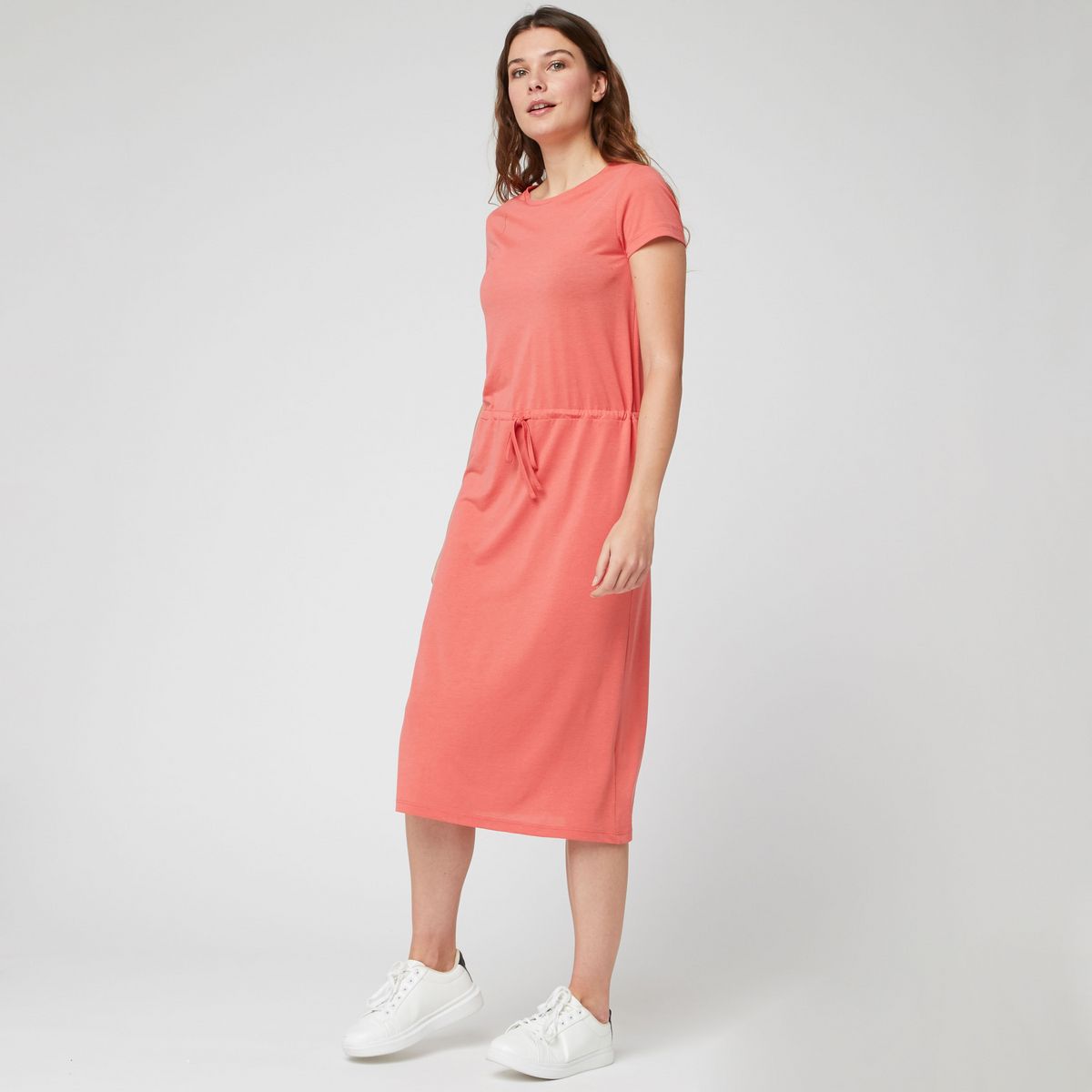 INEXTENSO Robe longue en maille rose corail femme