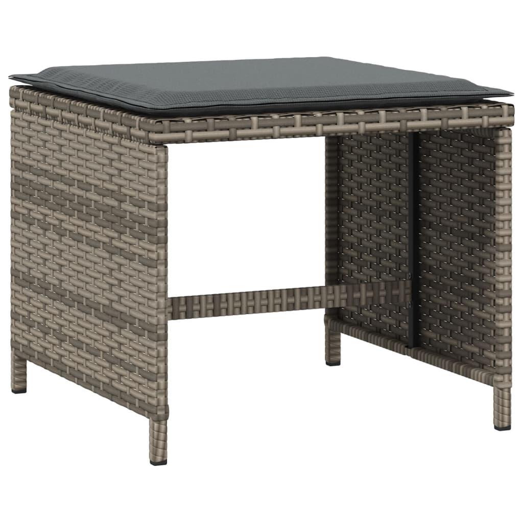 Voir la diapositive 3 : VIDAXL Tabourets de jardin avec coussins lot de 4 gris resine tressee