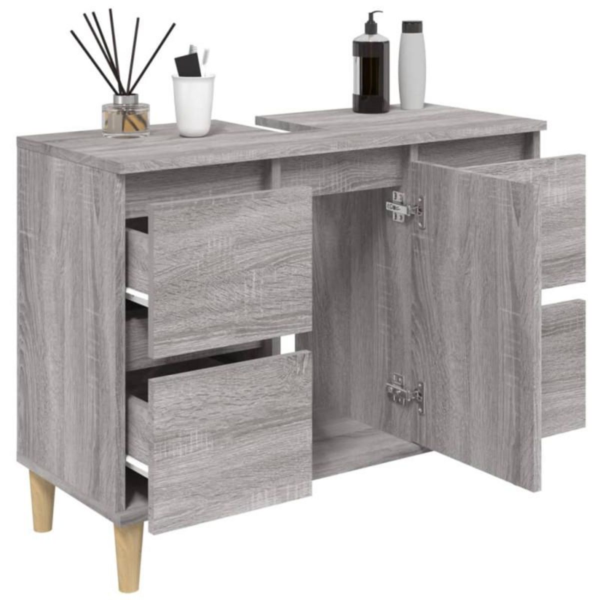 VIDAXL Meuble d évier sonoma gris 80x33x60 cm bois d ingénierie