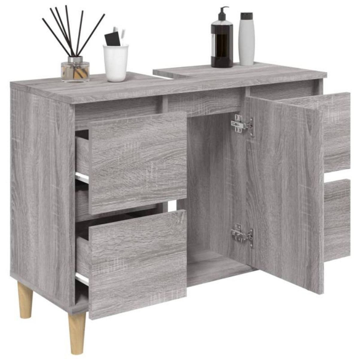 VIDAXL Meuble d évier sonoma gris 80x33x60 cm bois d ingénierie