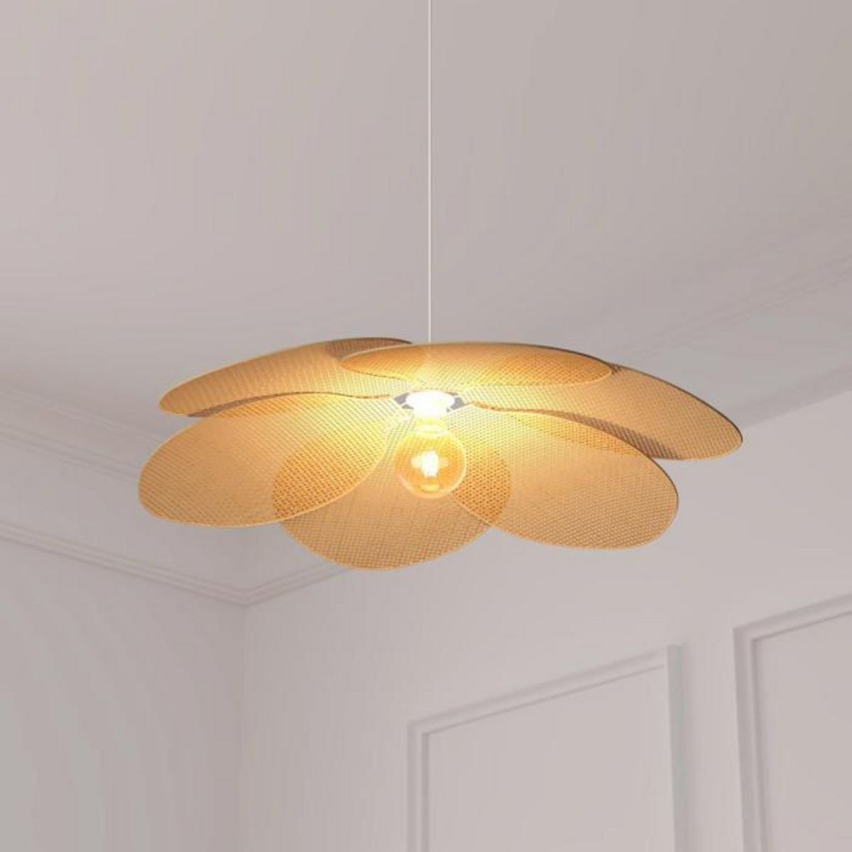 ATMOSPHERA Lampe Suspension Pétales en Bambou  Rym  62cm Naturel