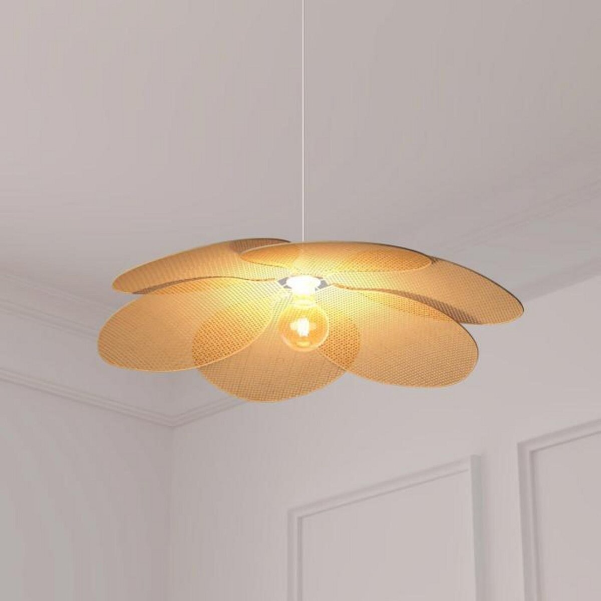 ATMOSPHERA Lampe Suspension Pétales en Bambou  Rym  62cm Naturel