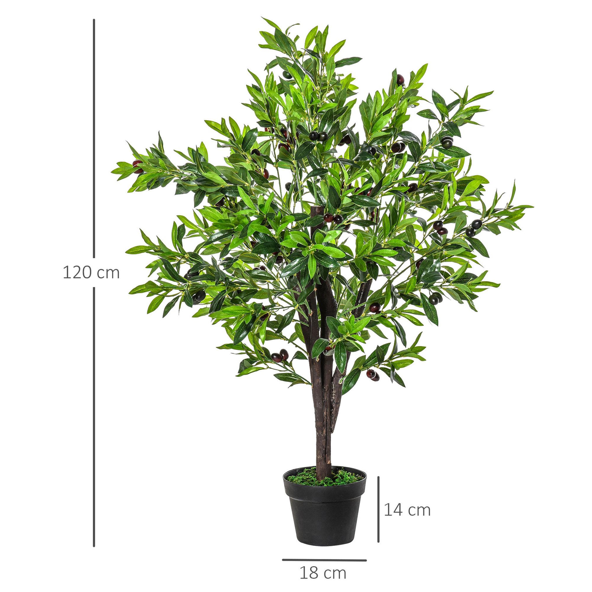 Voir la diapositive 3 : OUTSUNNY Outsunny Arbre artificiel olivier plante artificiel hauteur 1,2 m tronc branches lichen feuilles grand réalisme pot inclus