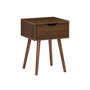 Voir la diapositive 1 : SWEEEK Table de chevet décor bois teinté noyer. 1 tiroir. pieds compas
