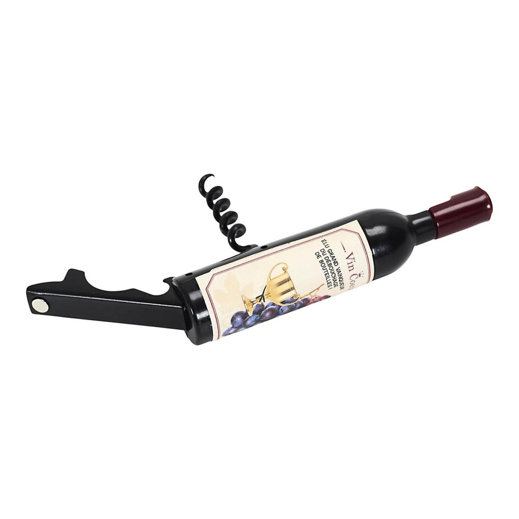 Voir la diapositive 2 : COOK CONCEPT Tire-bouchon aimanté  bouteille de vin  11cm noir