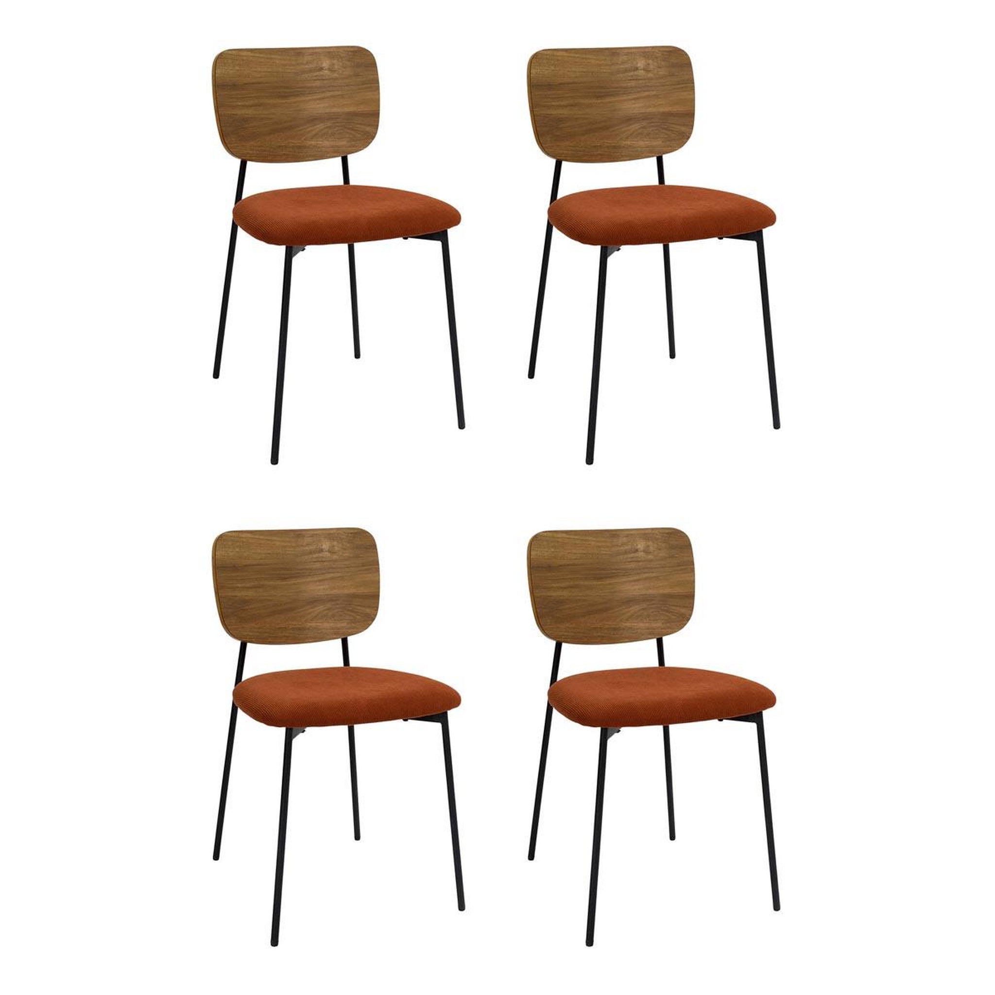 The Home Deco Factory Lot de 4 chaises côtelées bois  jules  77cm terracotta