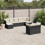 VIDAXL Salon de jardin 9 pcs avec coussins noir resine tressee