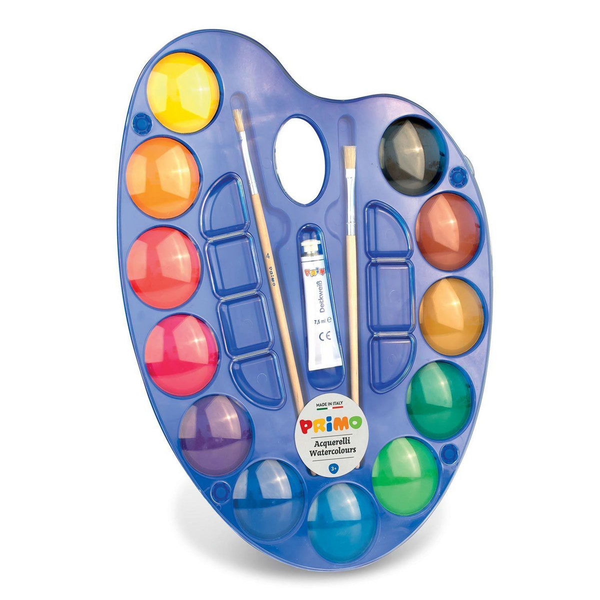 PRIMO Grande palette d'aquarelle 12 couleurs Ø 44 mm