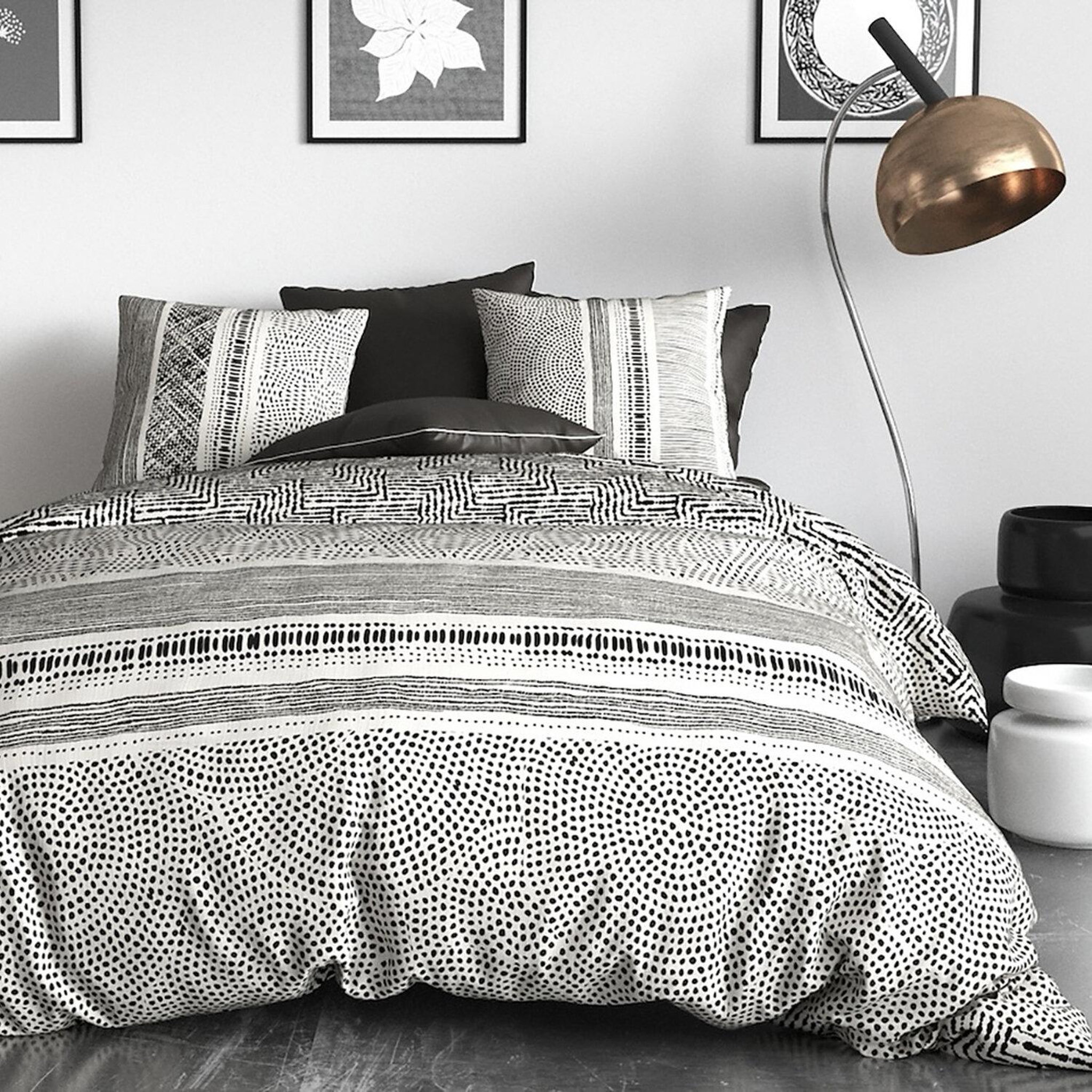 Voir la diapositive 2 : ATELIER DU COTON Parure housse de couette 100% coton 57fils lattice