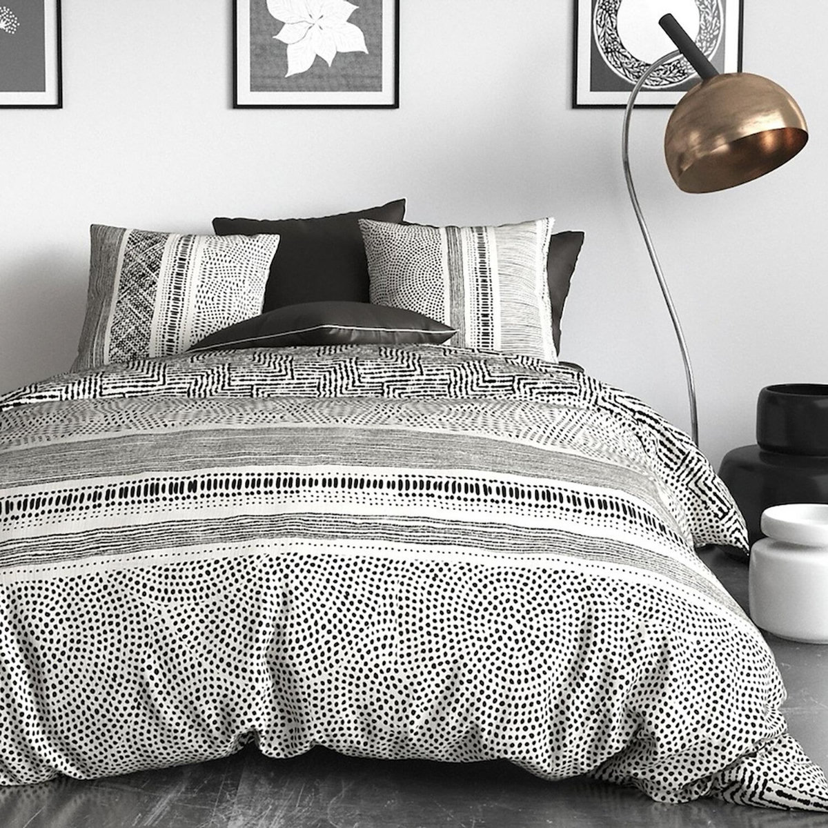 ATELIER DU COTON Parure Housse De Couette 100% Coton 57fils Lattice