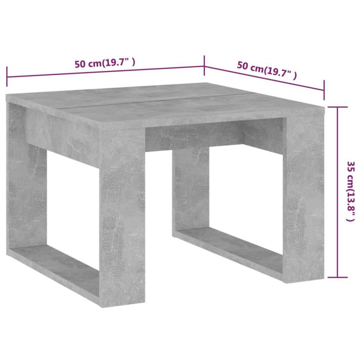 VIDAXL Table d'appoint Gris beton 50x50x35 cm Bois d'ingenierie