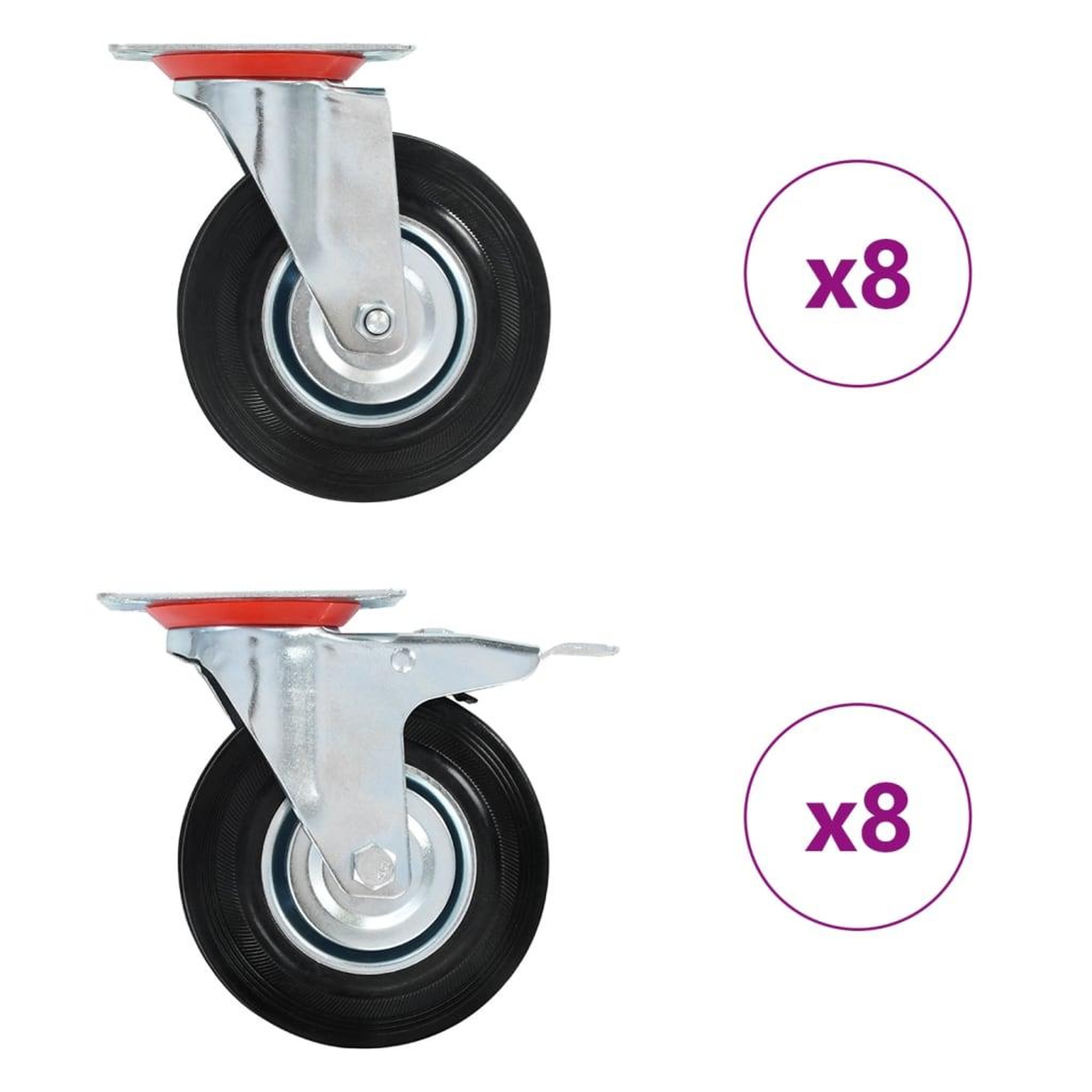 VIDAXL 16 pcs Roulettes pivotantes 125 mm