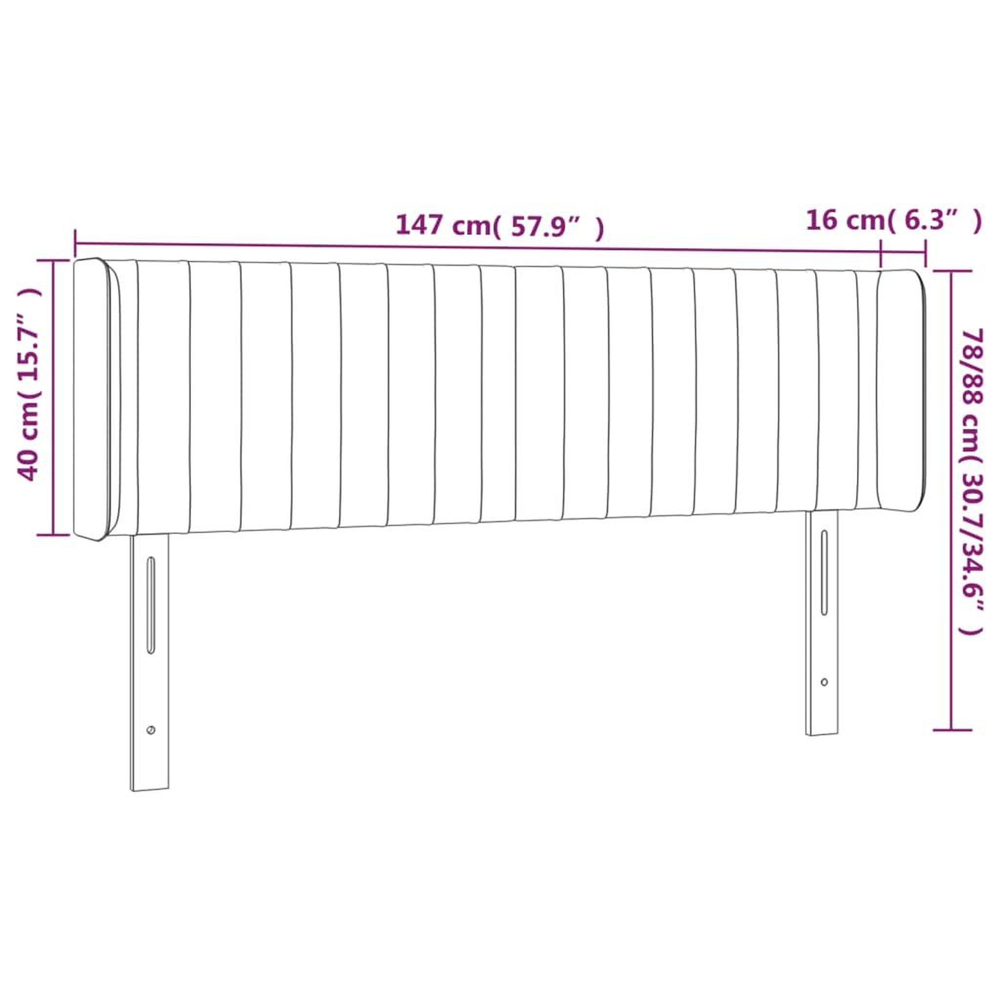Voir la diapositive 6 : VIDAXL Tete de lit avec oreilles Gris fonce 147x16x78/88 cm Tissu