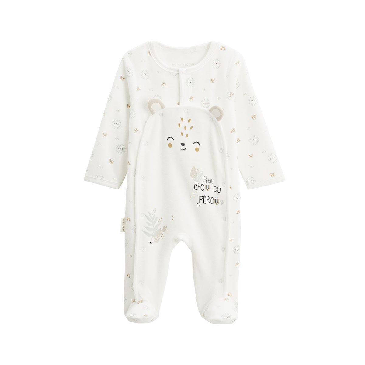 Petit Béguin Pyjama bébé en velours ouverture pont Mon Petit Chou du Pérou