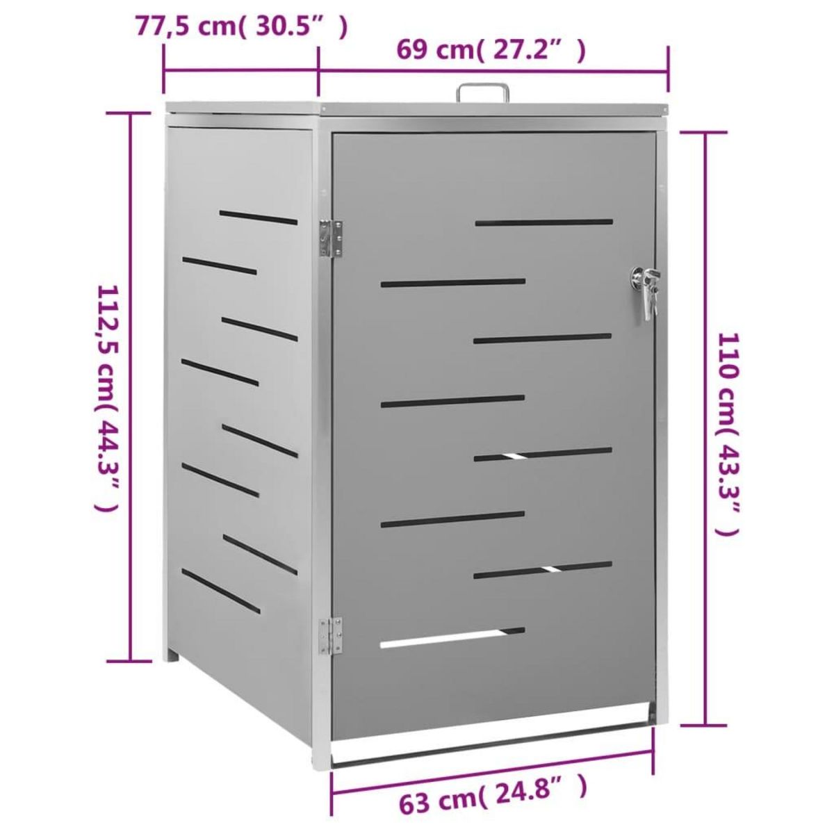 VIDAXL Abri pour poubelle 69x77,5x112,5 cm Inox