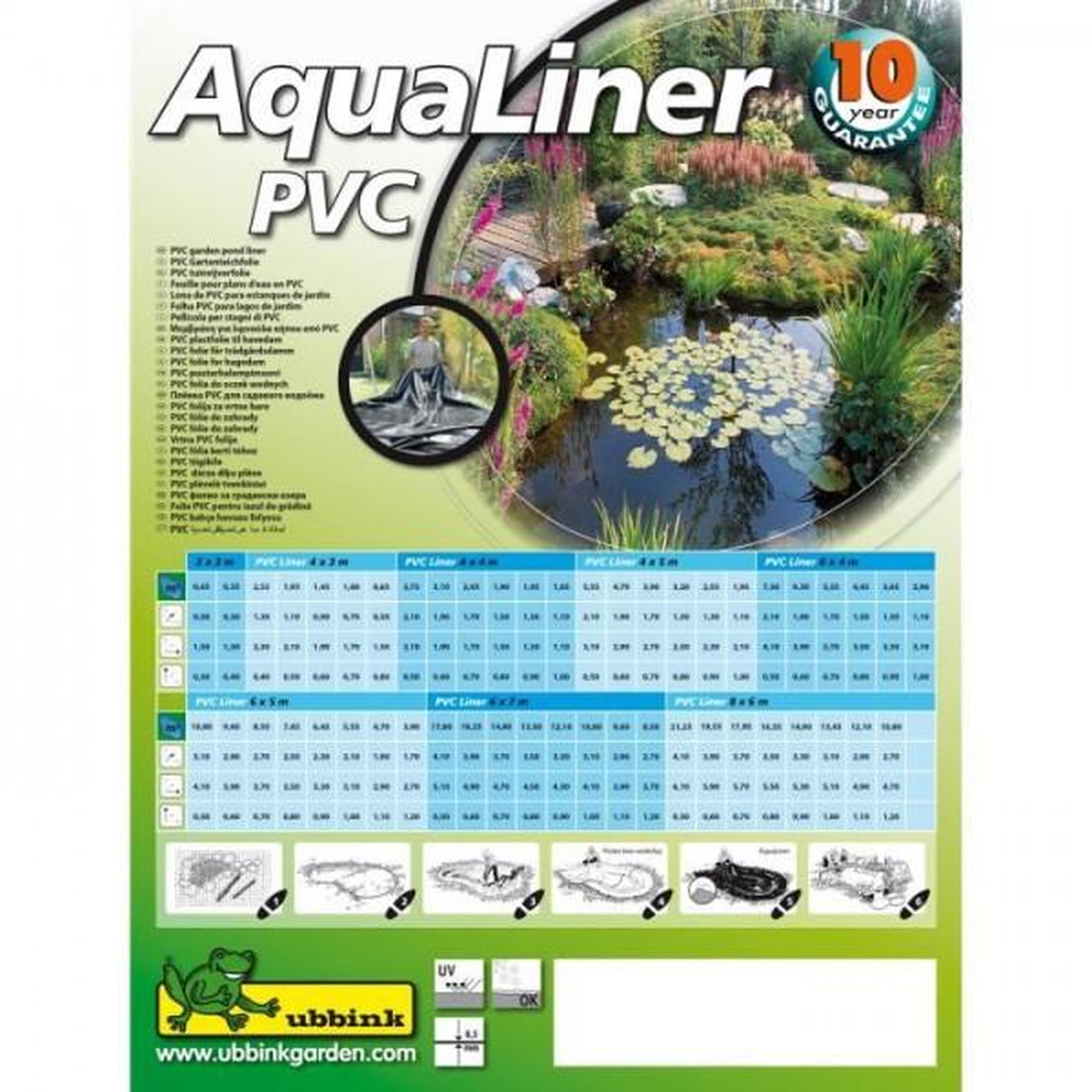 Voir la diapositive 4 : Ubbink Ubbink Bâche pour bassin AquaLiner 4x4 m PVC 0,5 mm 1331167 403732