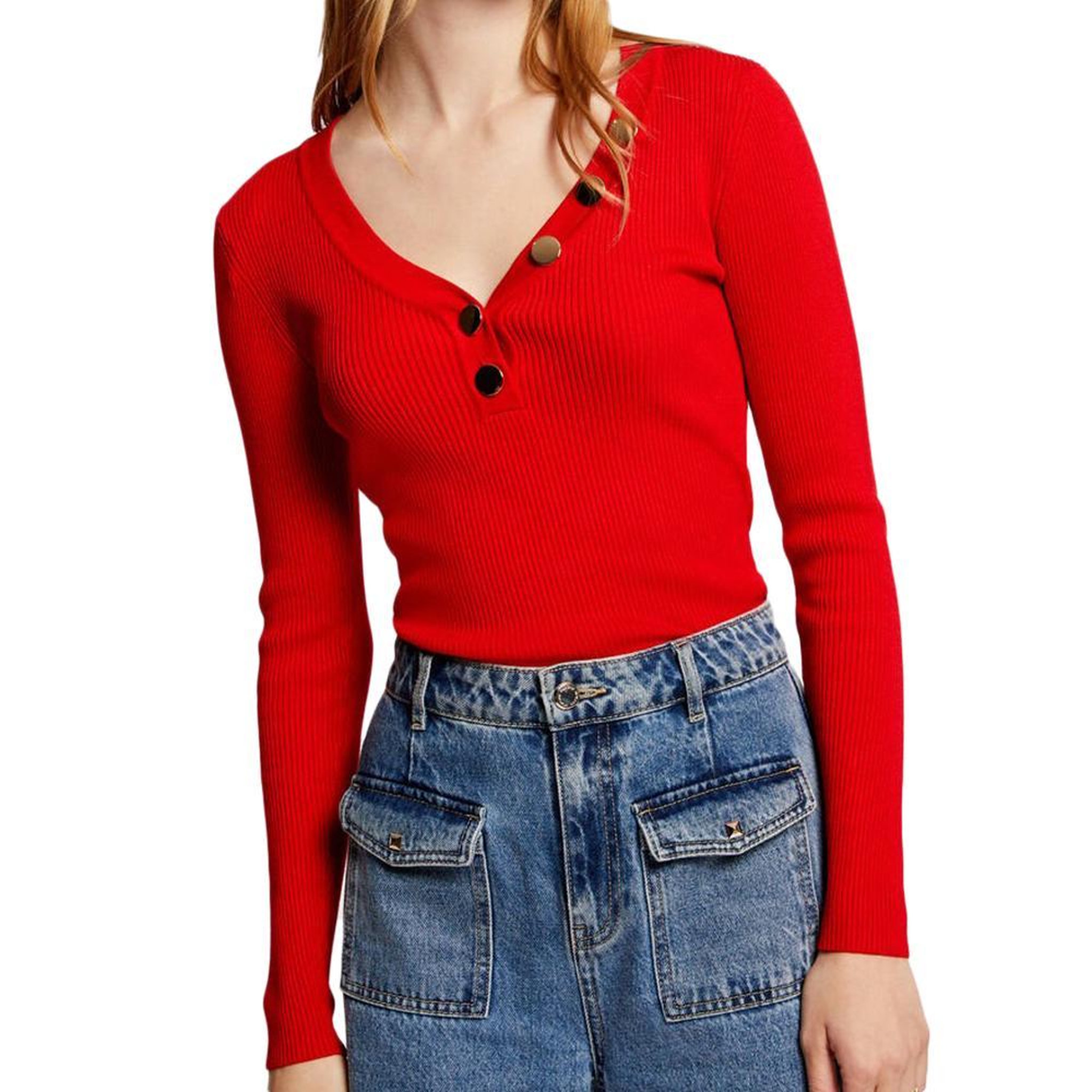 MORGAN Pull Rouge Femme Morgan BANBI. Coloris disponibles : Rouge