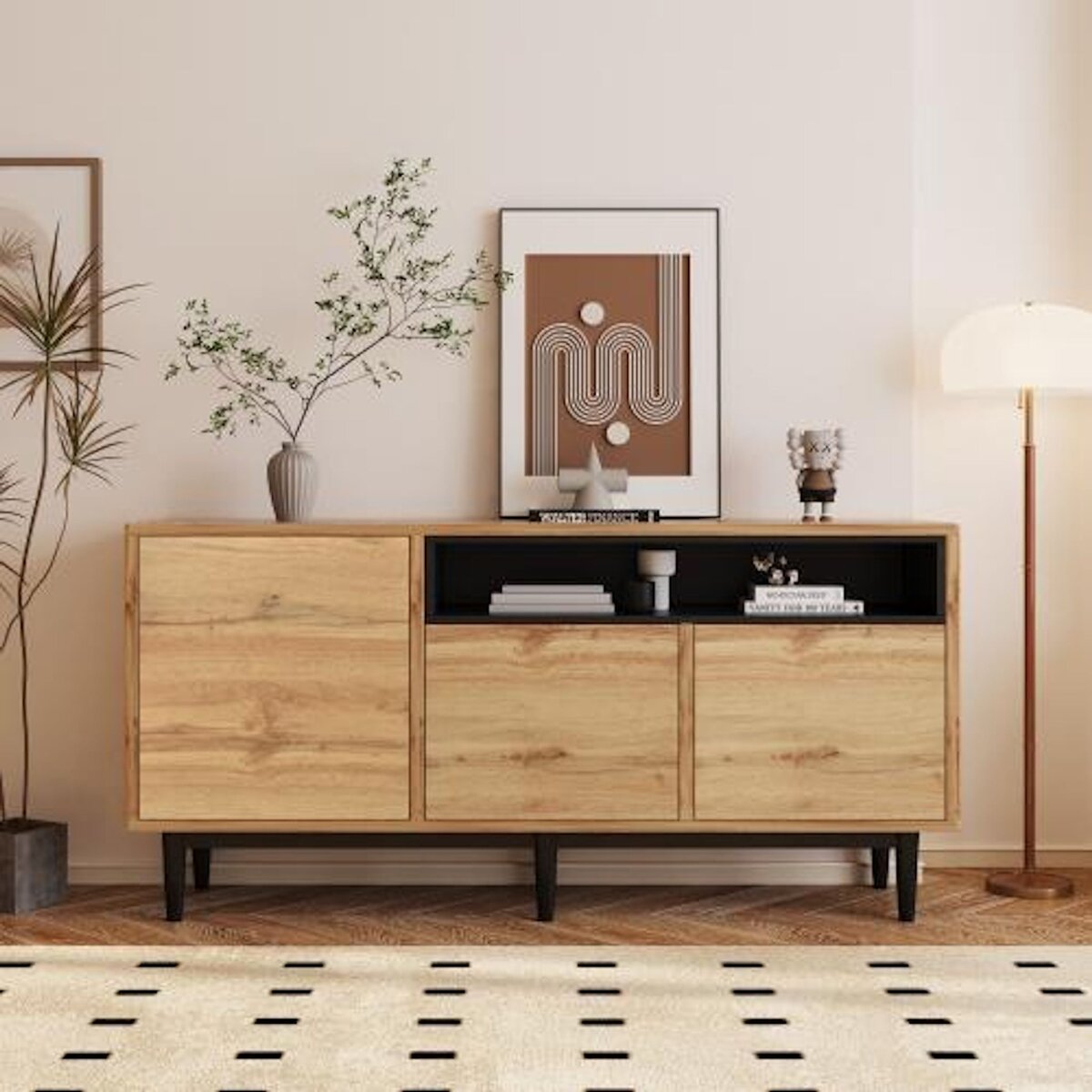 MERAX Buffet 3 porte(s) 0 tiroir(s) - 160 cm naturel mdf
