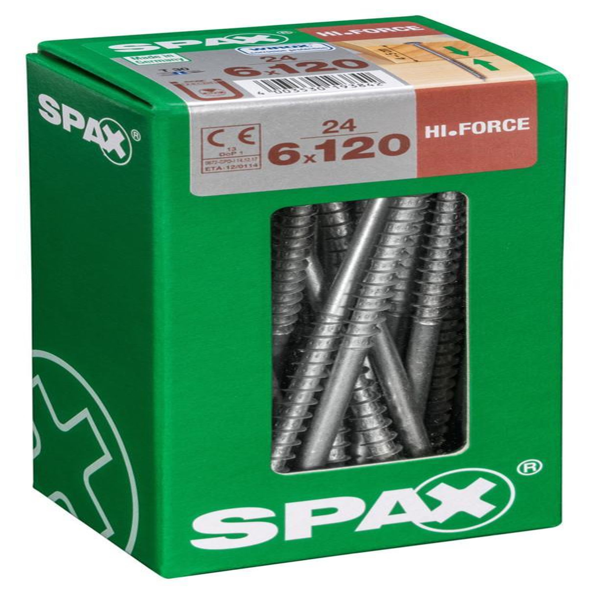 CENTRALE BRICO Lot de 24 vis acier tête fraisée bombée torx SPAX, Diam.6 mm x L.120 mm