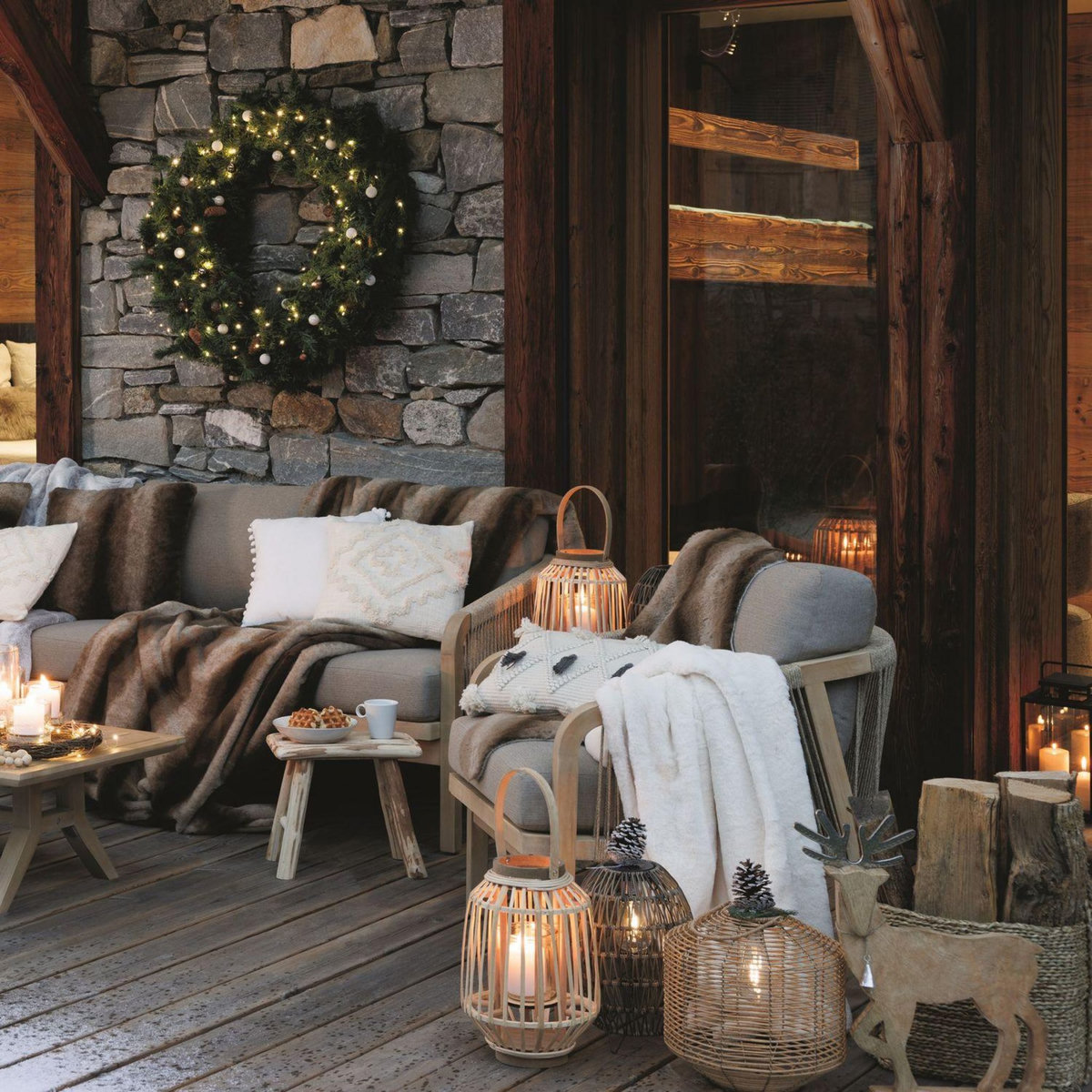 ATMOSPHERA Plaid en imitiation fourrure à boucles en polyester