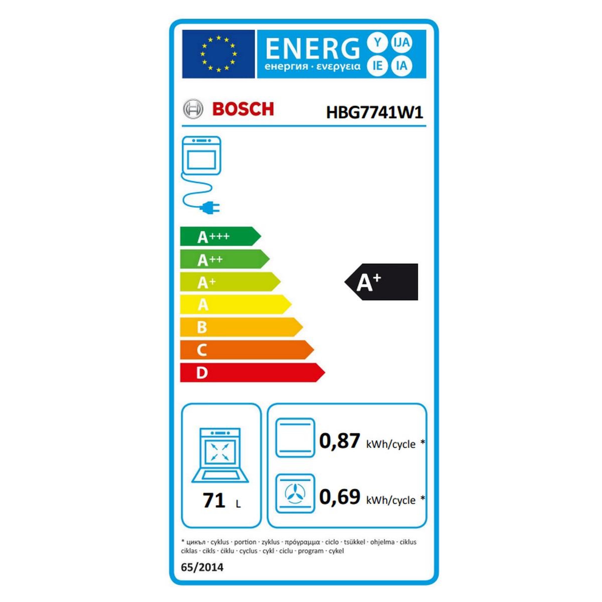 Voir la diapositive 2 : BOSCH Four intégrable multifonction 71l 60cm a+ pyrolyse blanc - hbg7741w1