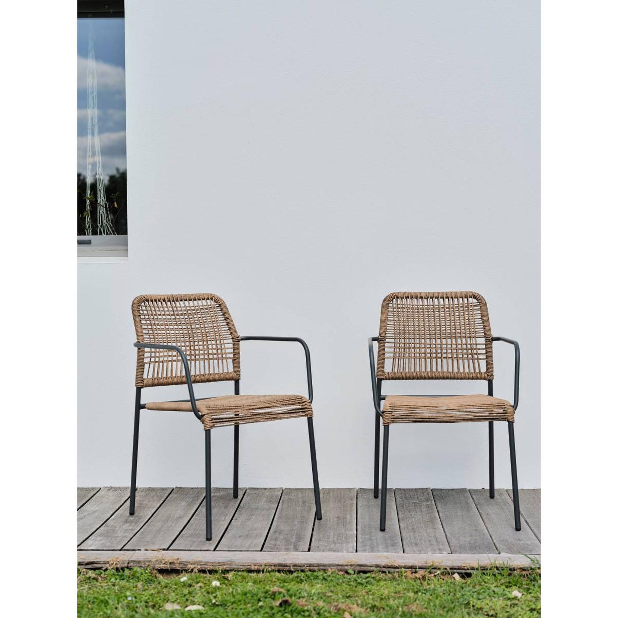 Voir la diapositive 3 : Paris Prix Lot de 2 fauteuils de jardin  marceau  78cm naturel