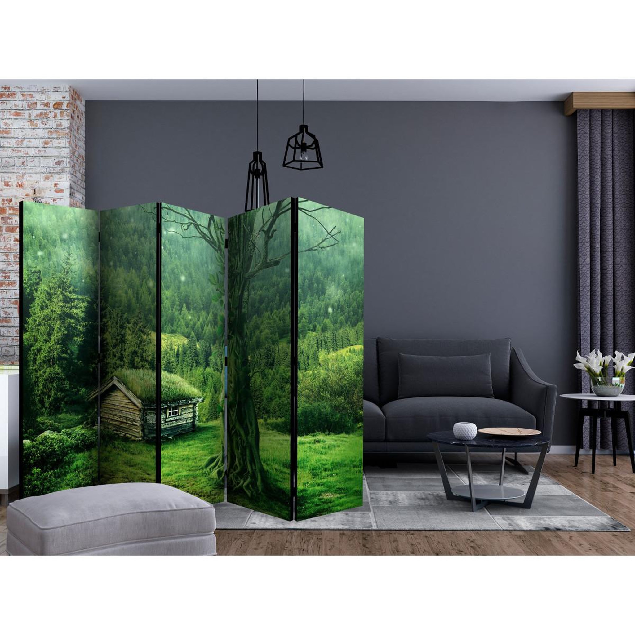 Voir la diapositive 2 : Paris Prix Paravent 5 volets  green seclusion  172x225cm