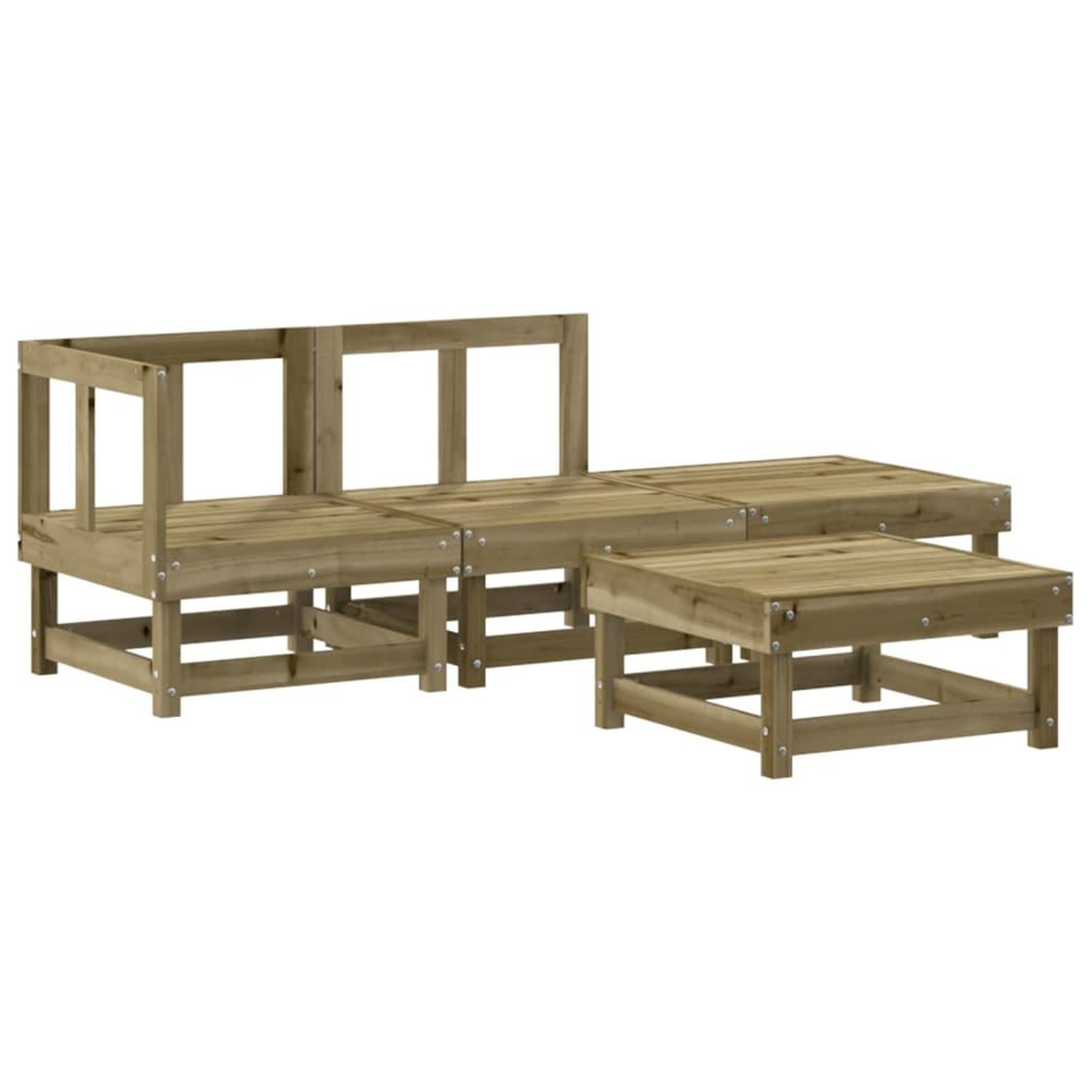 Voir la diapositive 2 : VIDAXL Salon de jardin 4 pcs bois de pin impregne